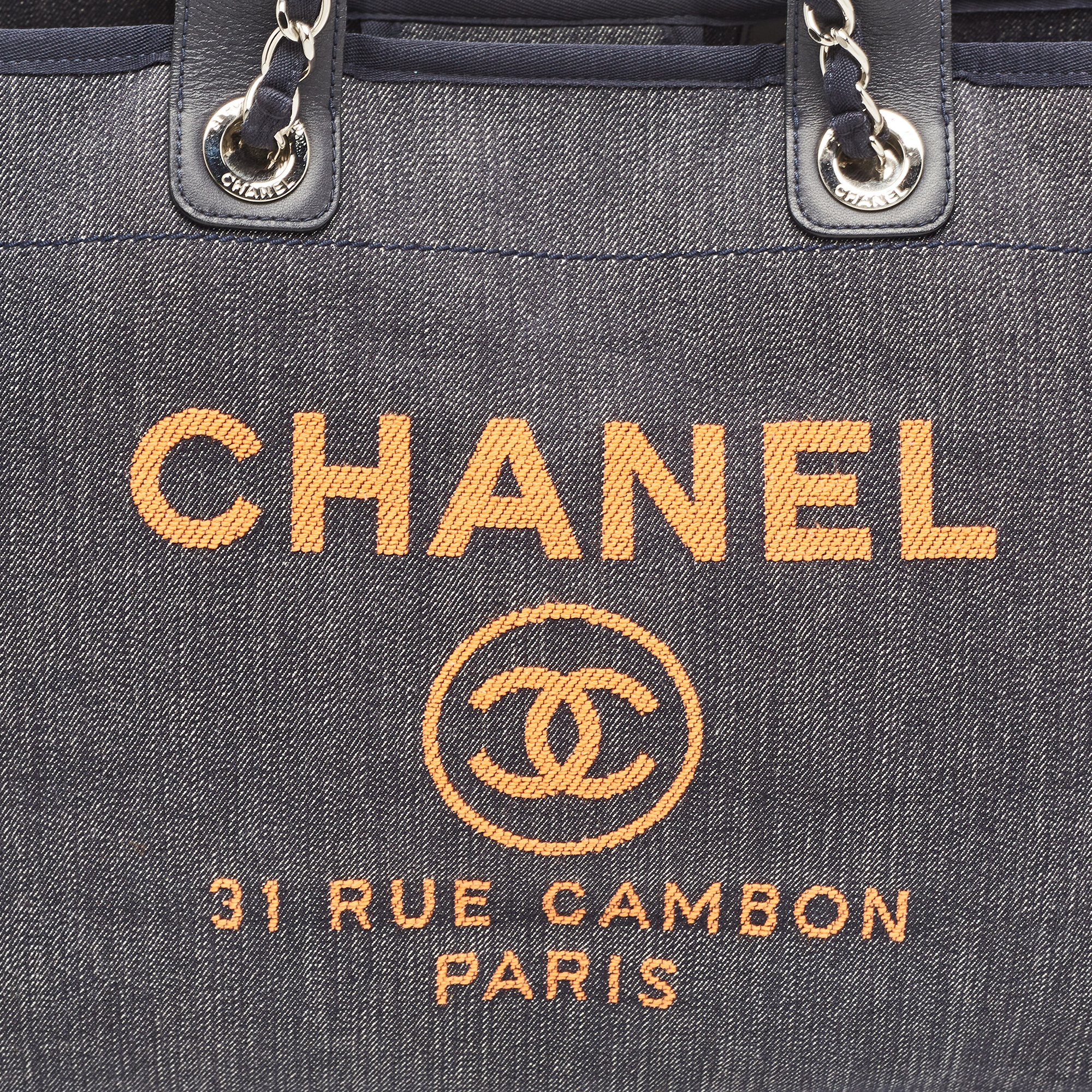 Chanel Blue Denim And Leather Medium Deauville Shopper Tote