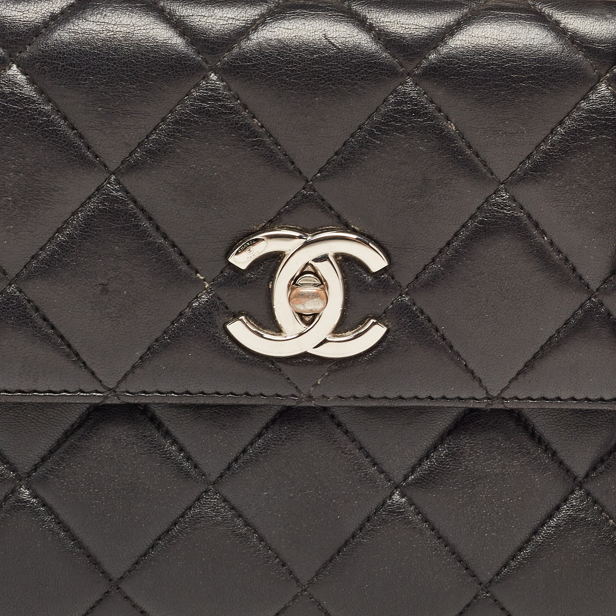 Chanel Black Quilted Leather Small Trendy CC Flap Top Handle Bag