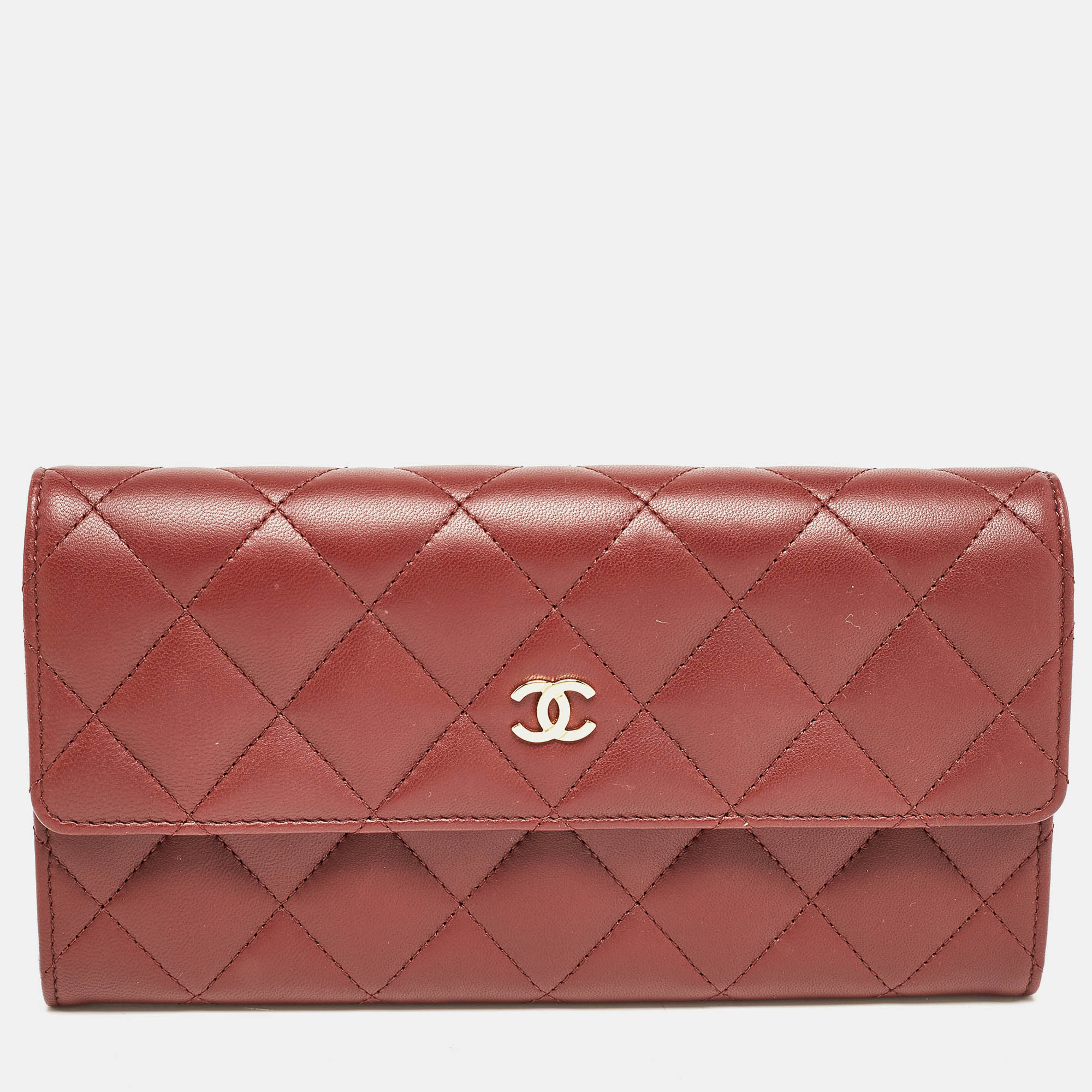 Chanel Red Quilted Leather CC Flap Wallet