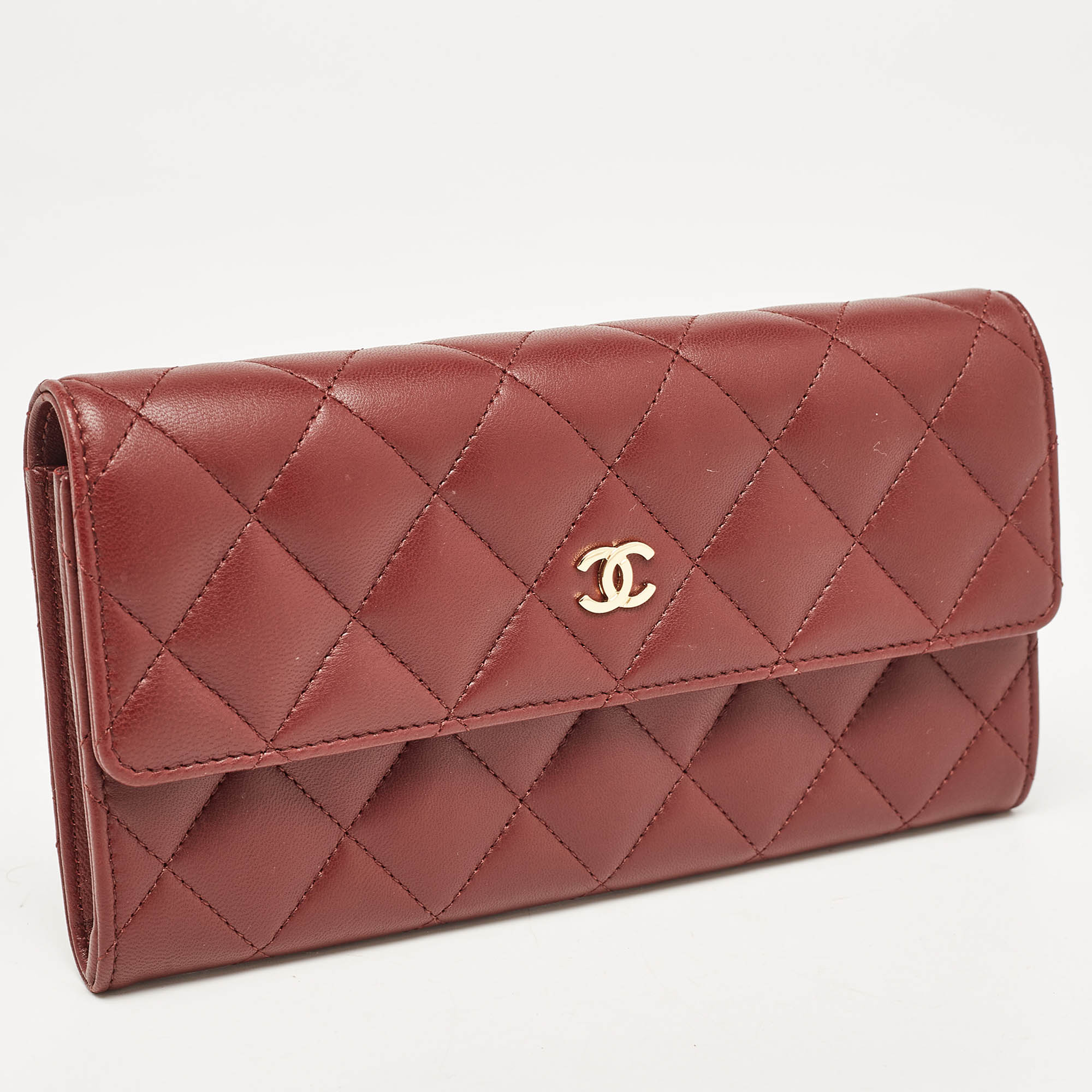 Chanel Red Quilted Leather CC Flap Wallet