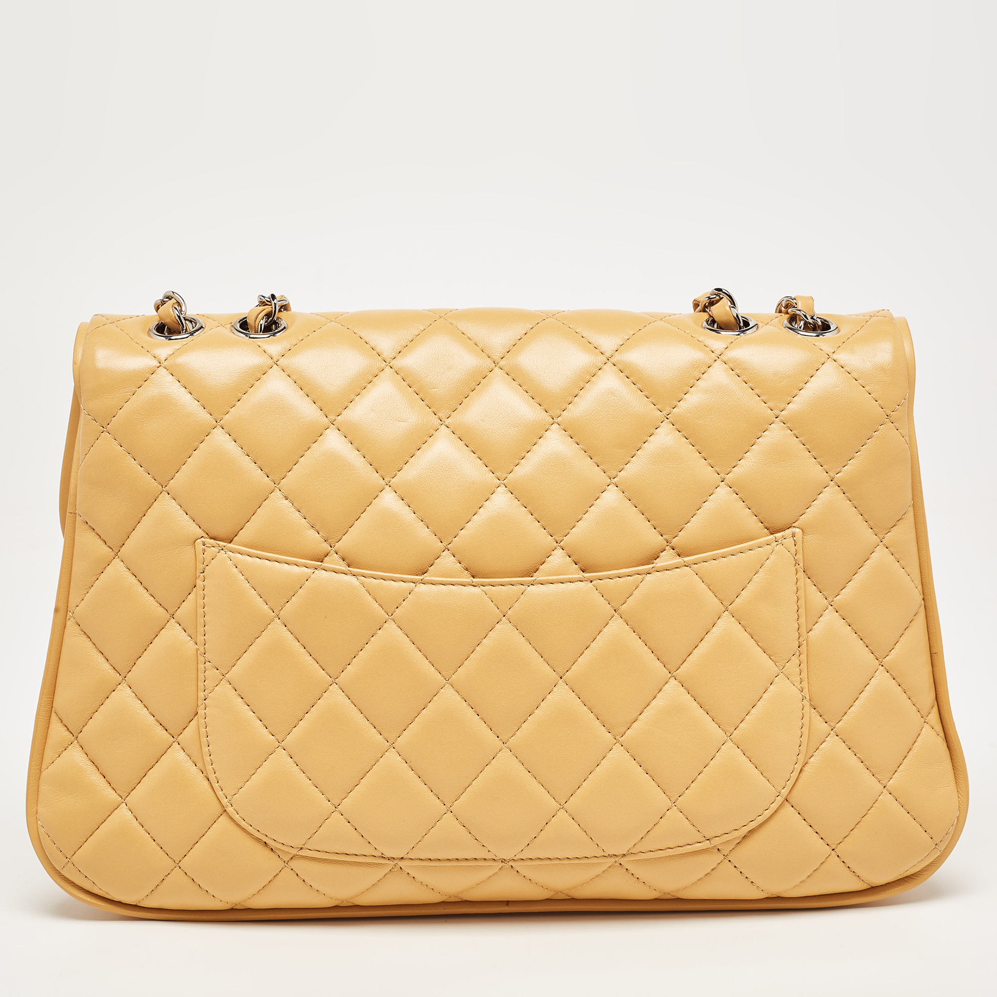 Chanel Yellow Quilted Leather Large Pagode Piping Flap Bag