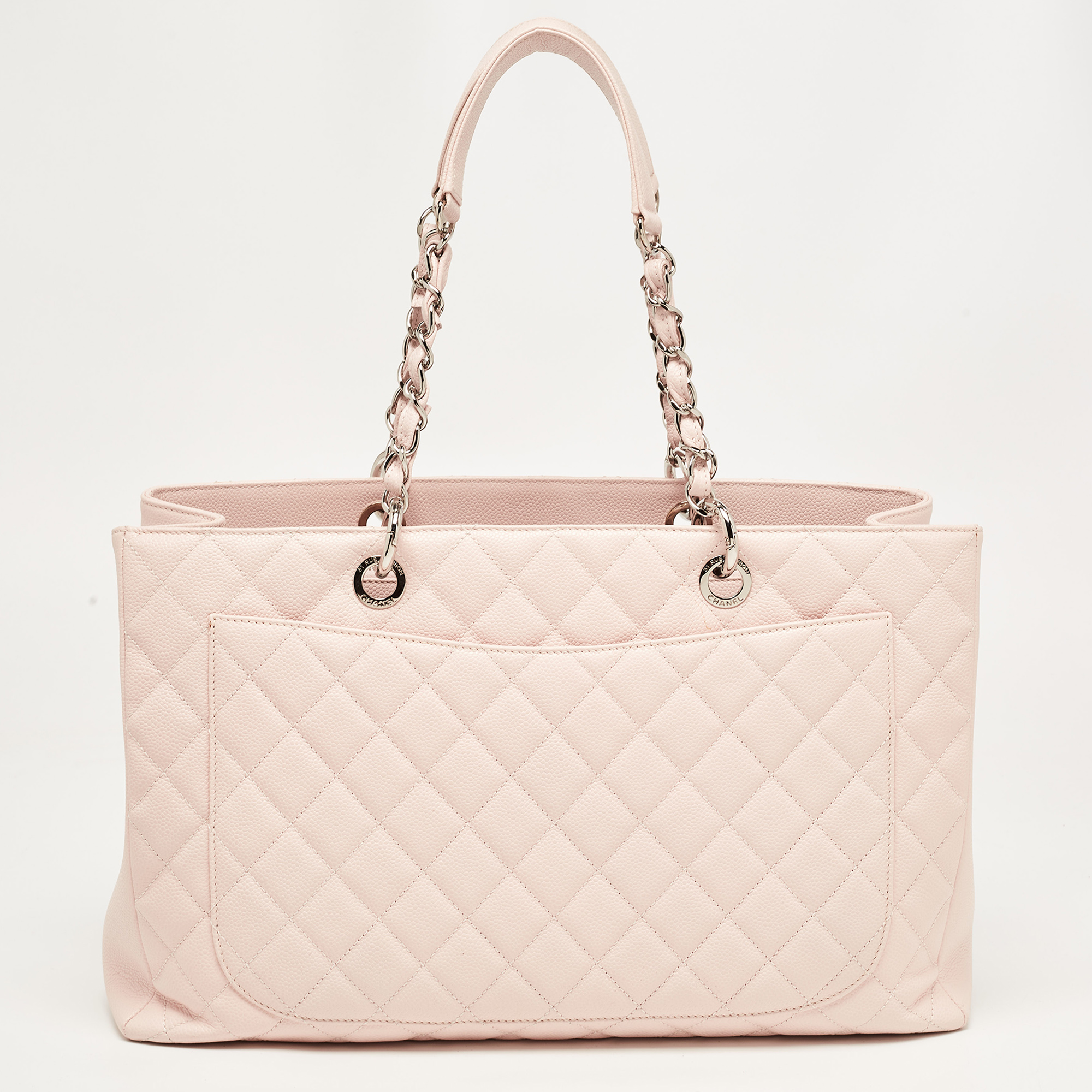 Chanel Pink Quilted Caviar Leather Grand Shopping Tote