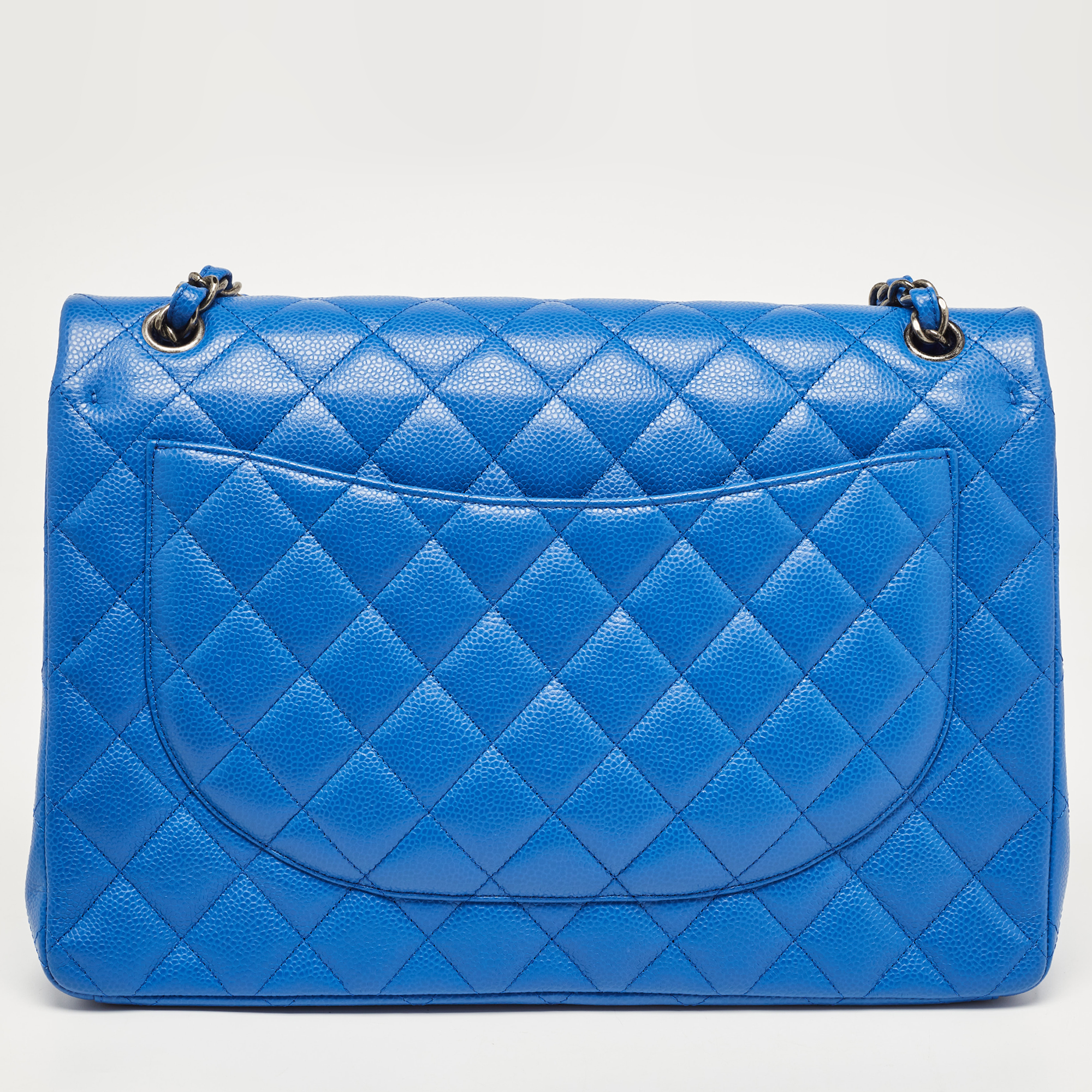 Chanel Blue Quilted Caviar Leather Maxi Classic Double Flap Bag