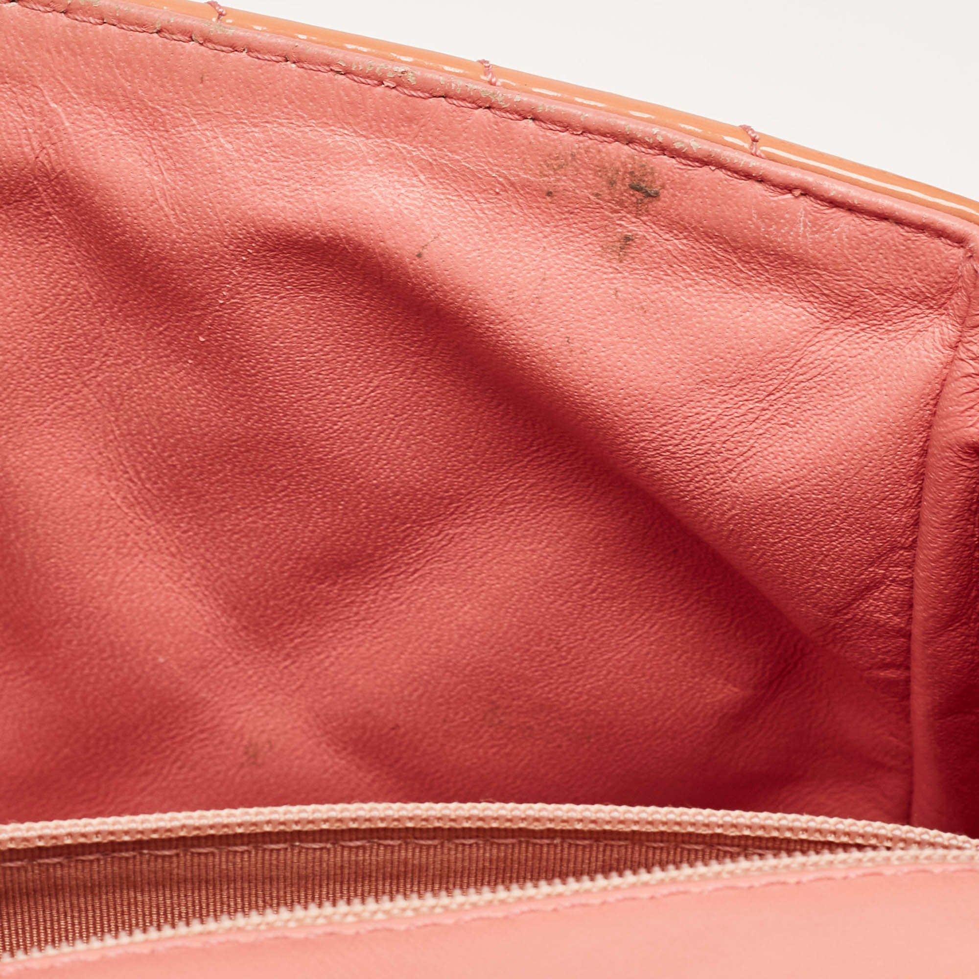 Chanel Pink Chevron Patent Leather Jumbo Classic Single Flap Bag
