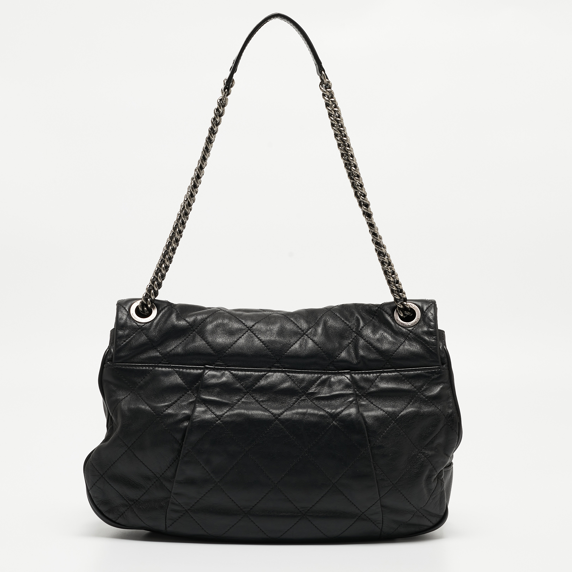 Chanel Black Quilted Leather Coco Pleats Flap Bag