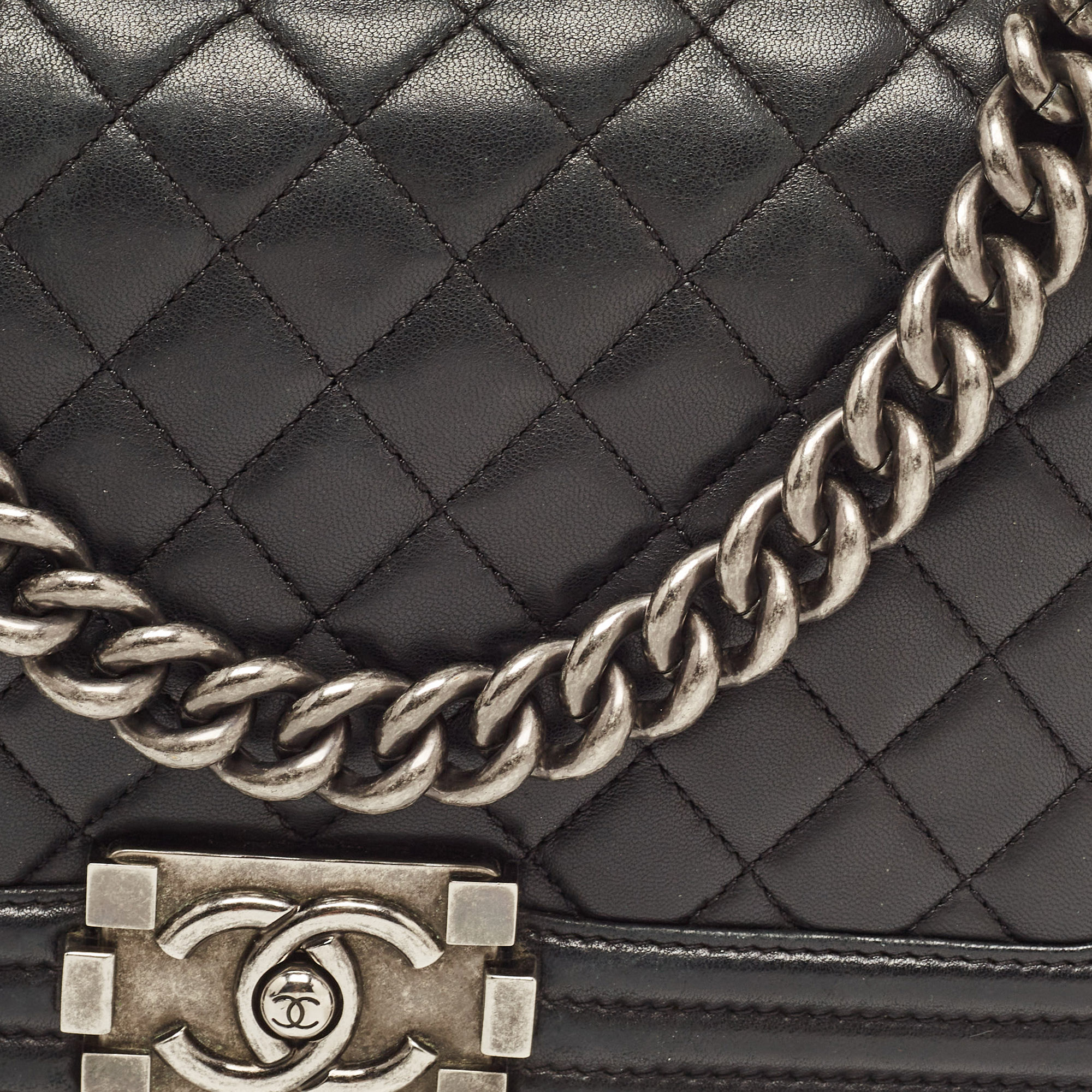 Chanel Black Quilted Leather Medium Boy Flap Bag
