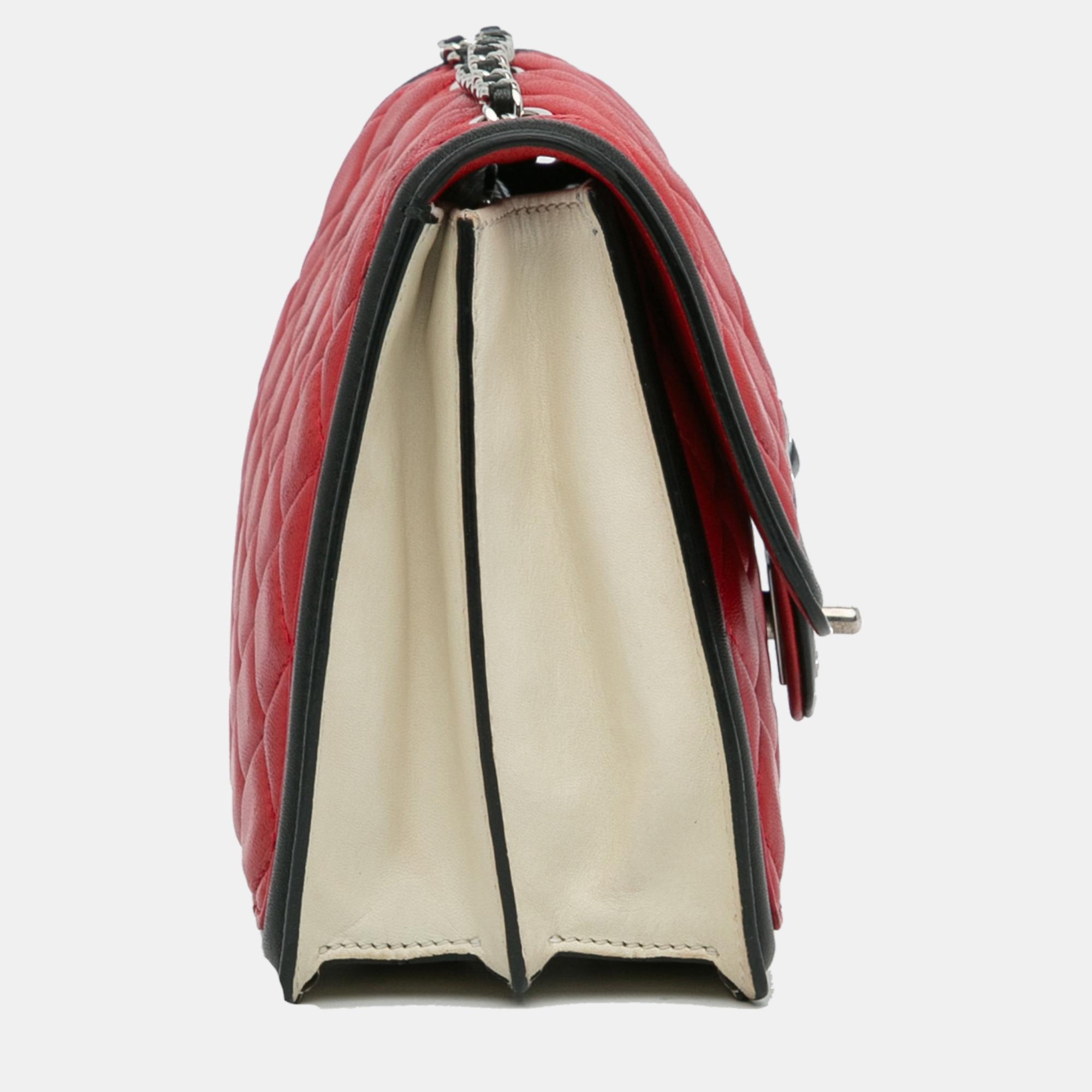 Chanel Black/Red Mini Square Graphic Flap Crossbody Bag
