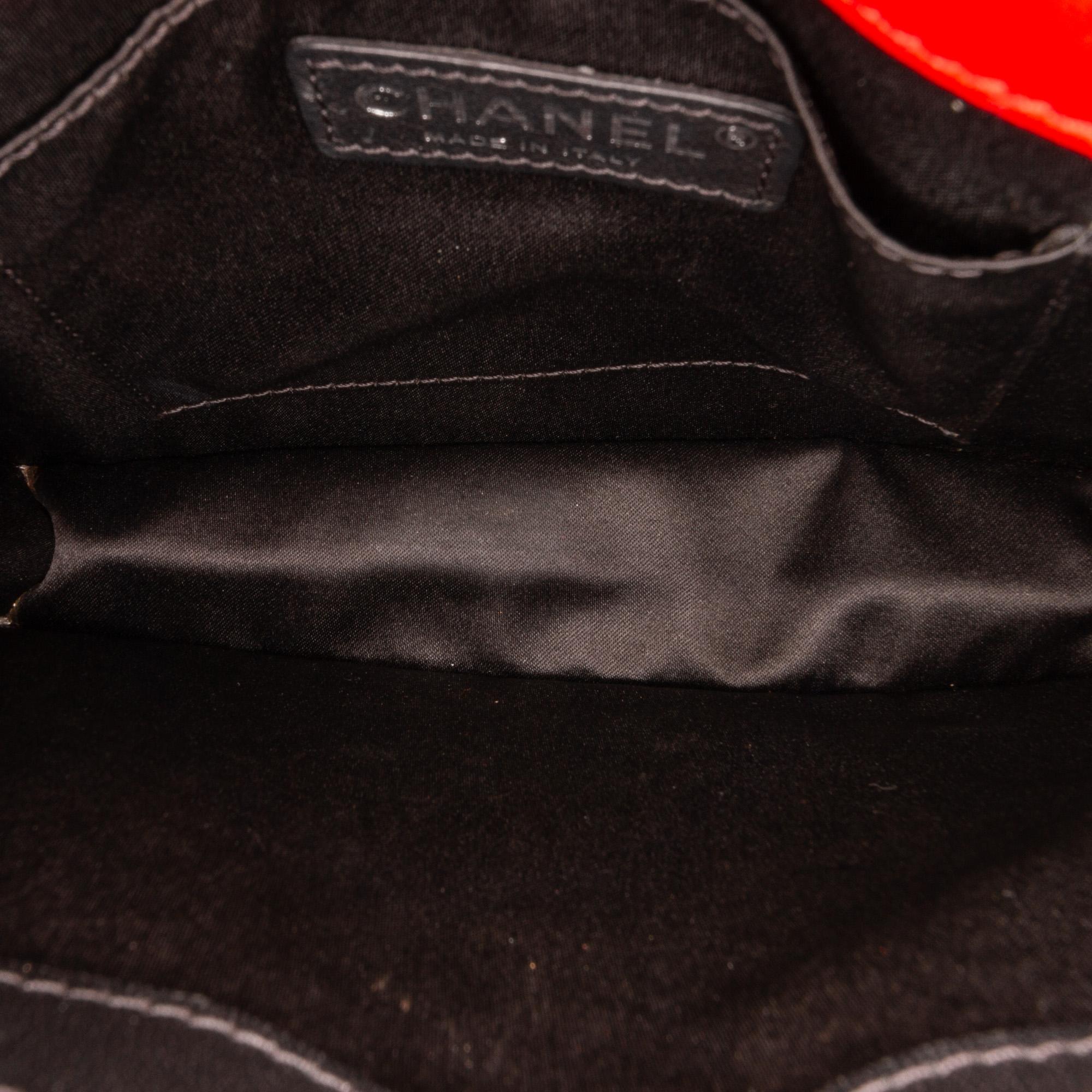Chanel Black/Red Mini Square Graphic Flap Crossbody Bag