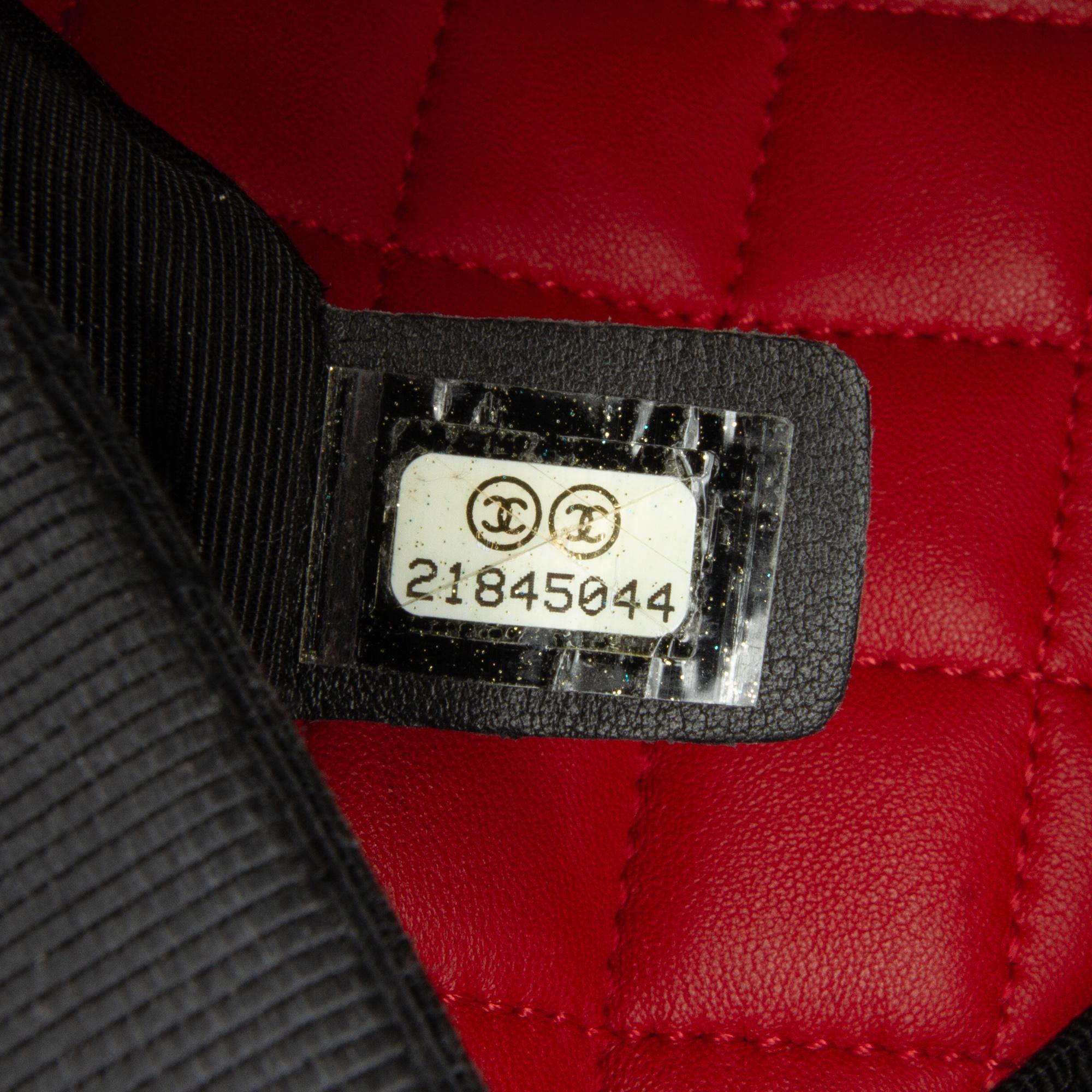 Chanel Black/Red CC Grossgrain Trim Lambskin Flap Shoulder Bag