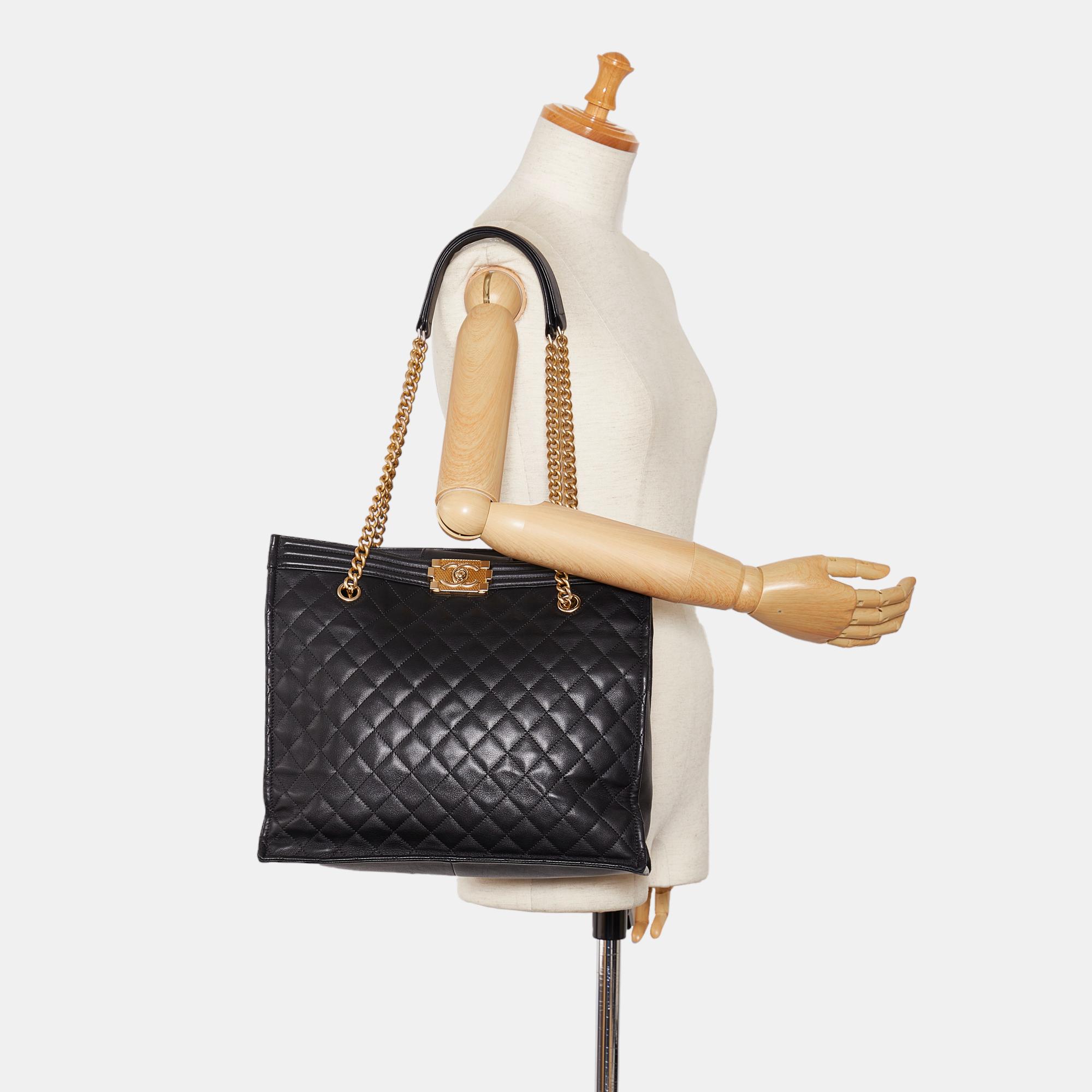 Chanel Black Quilted Boy Shopper Tote