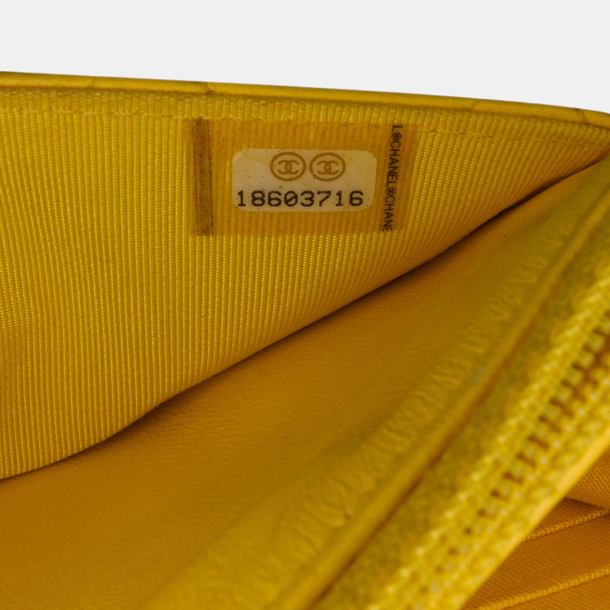 Chanel Yellow Classic Wallet On Chain