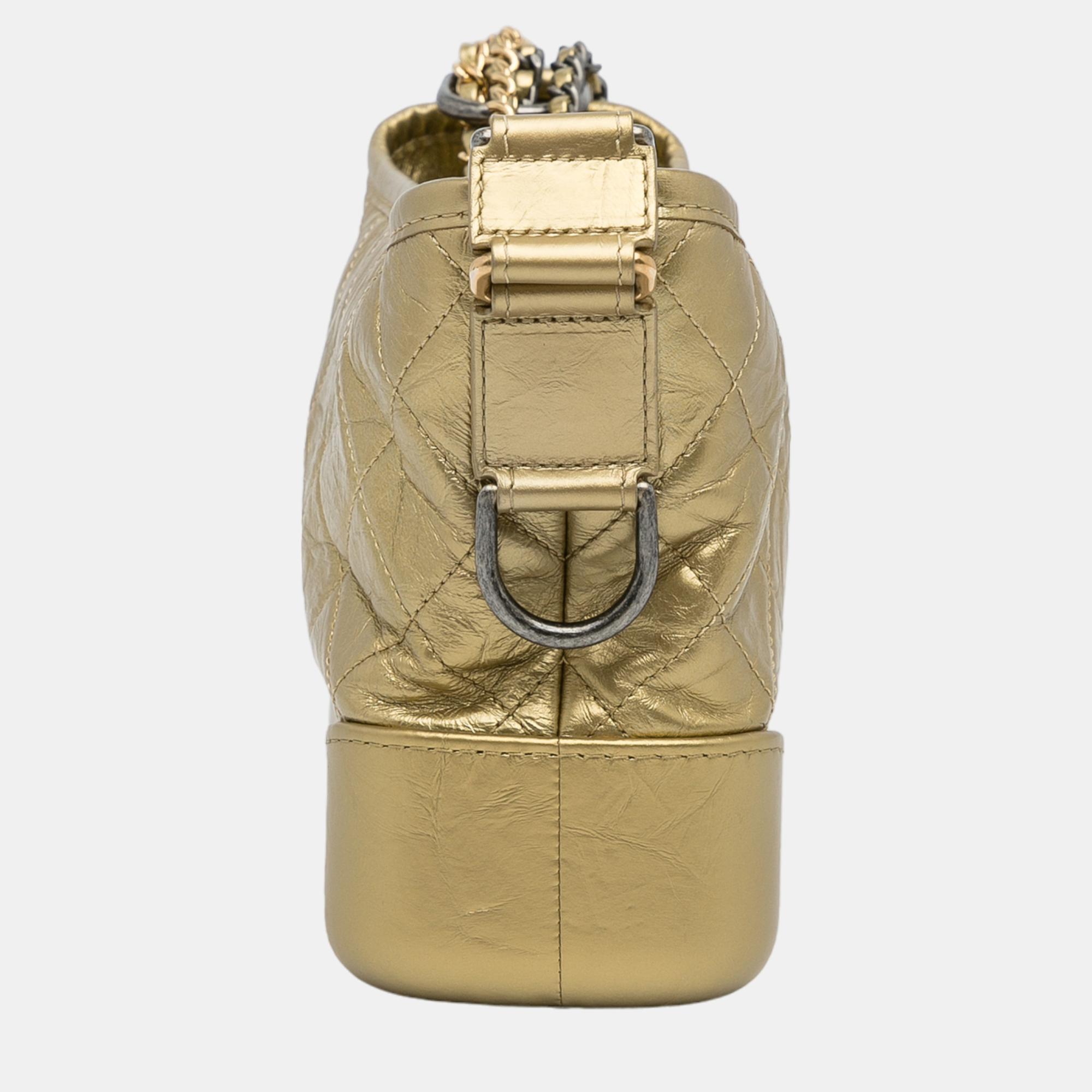 Chanel Gold Small Calfskin Gabrielle Crossbody Bag