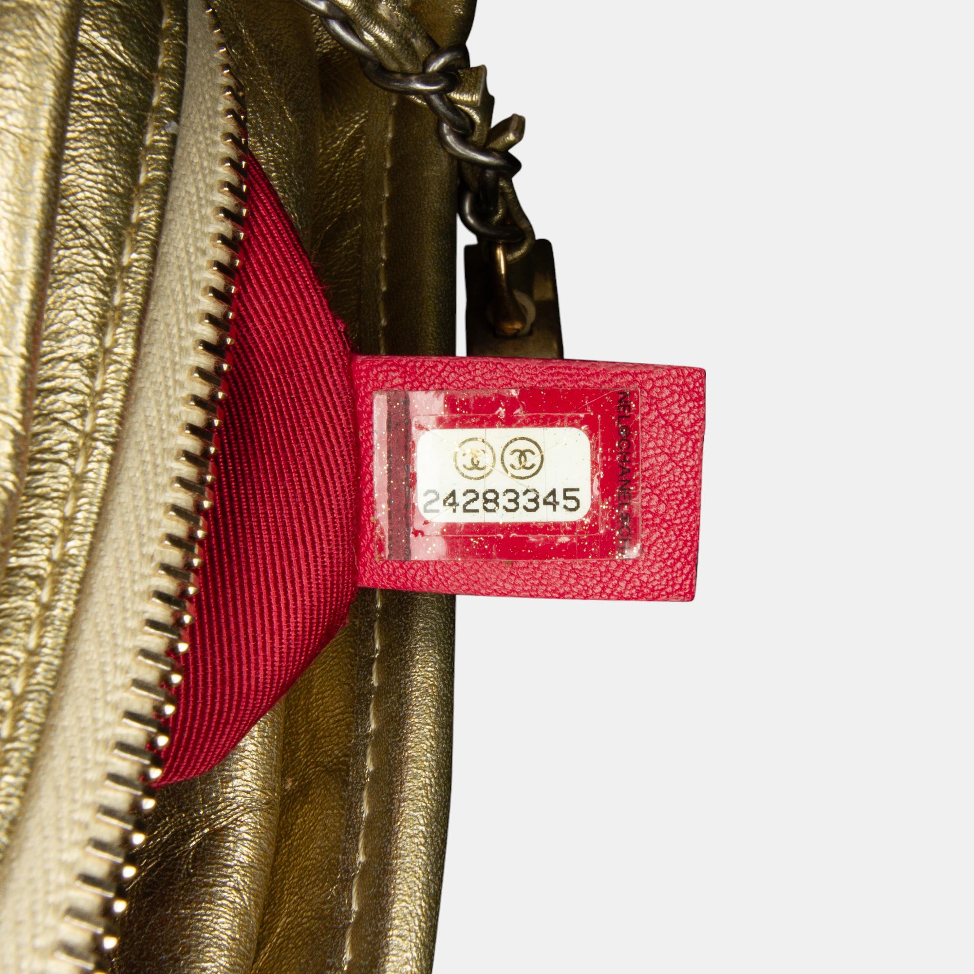 Chanel Gold Small Calfskin Gabrielle Crossbody Bag
