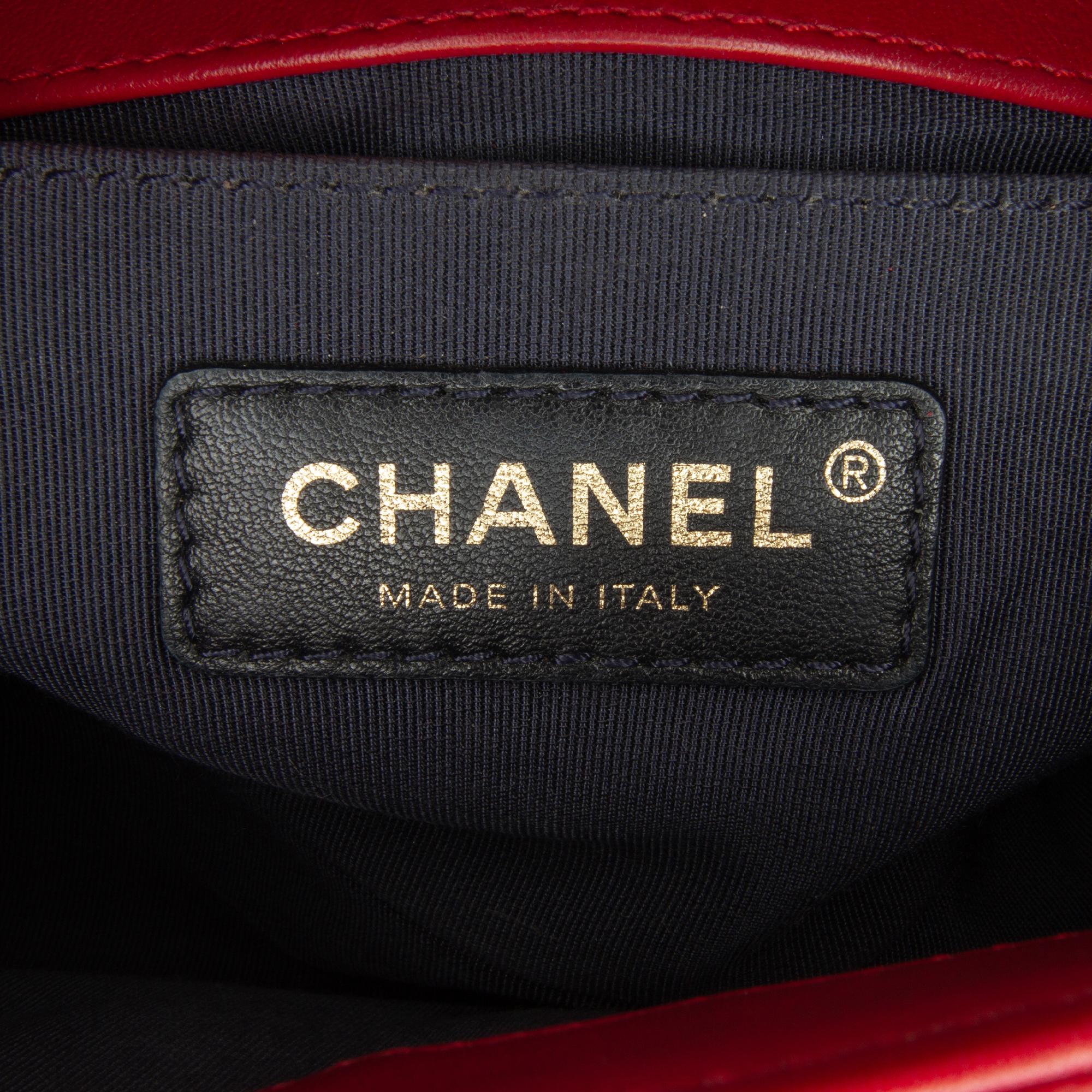 Chanel Red Small Calfskin Chevron Boy Flap