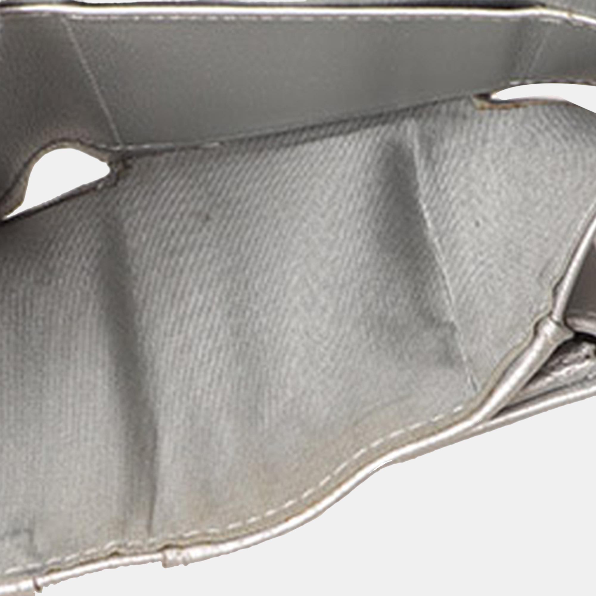 Chanel Silver Lambskin 19 Flap Trifold Wallet