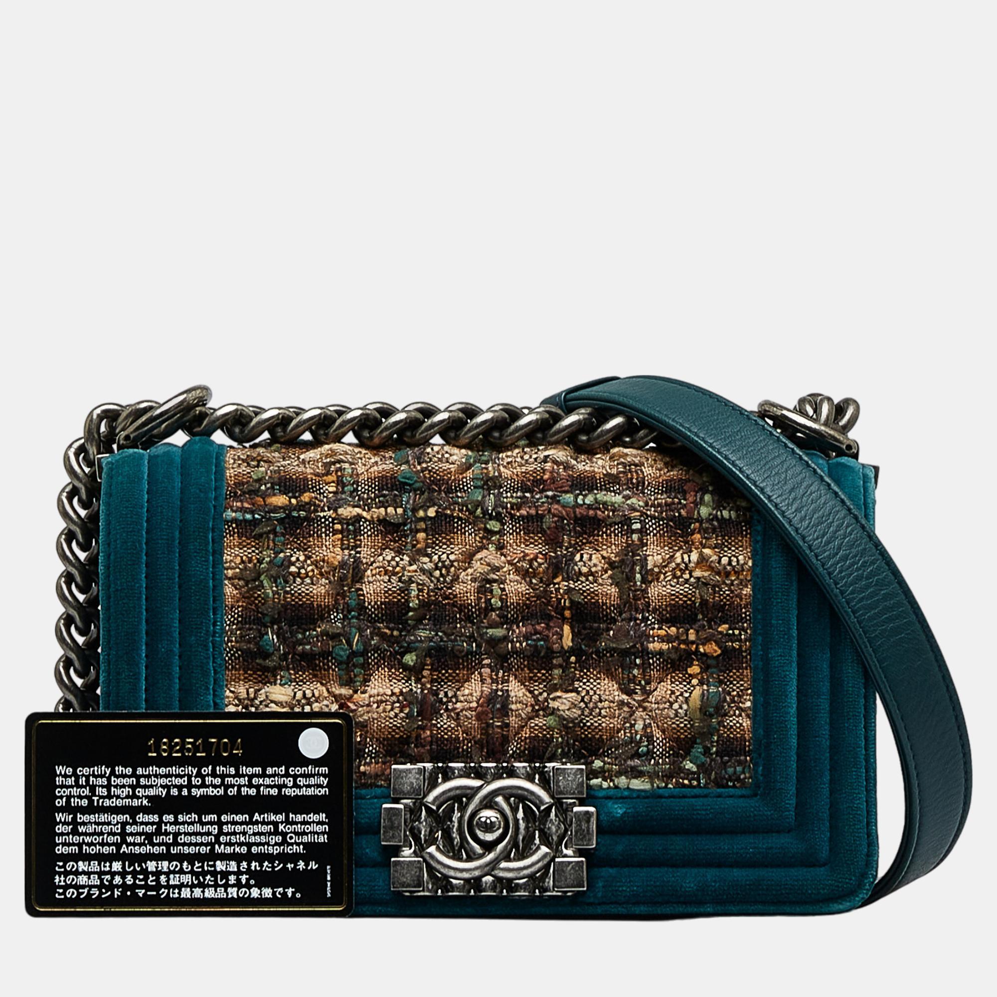 Chanel Multicolour Small Tweed And Velvet Boy Bag