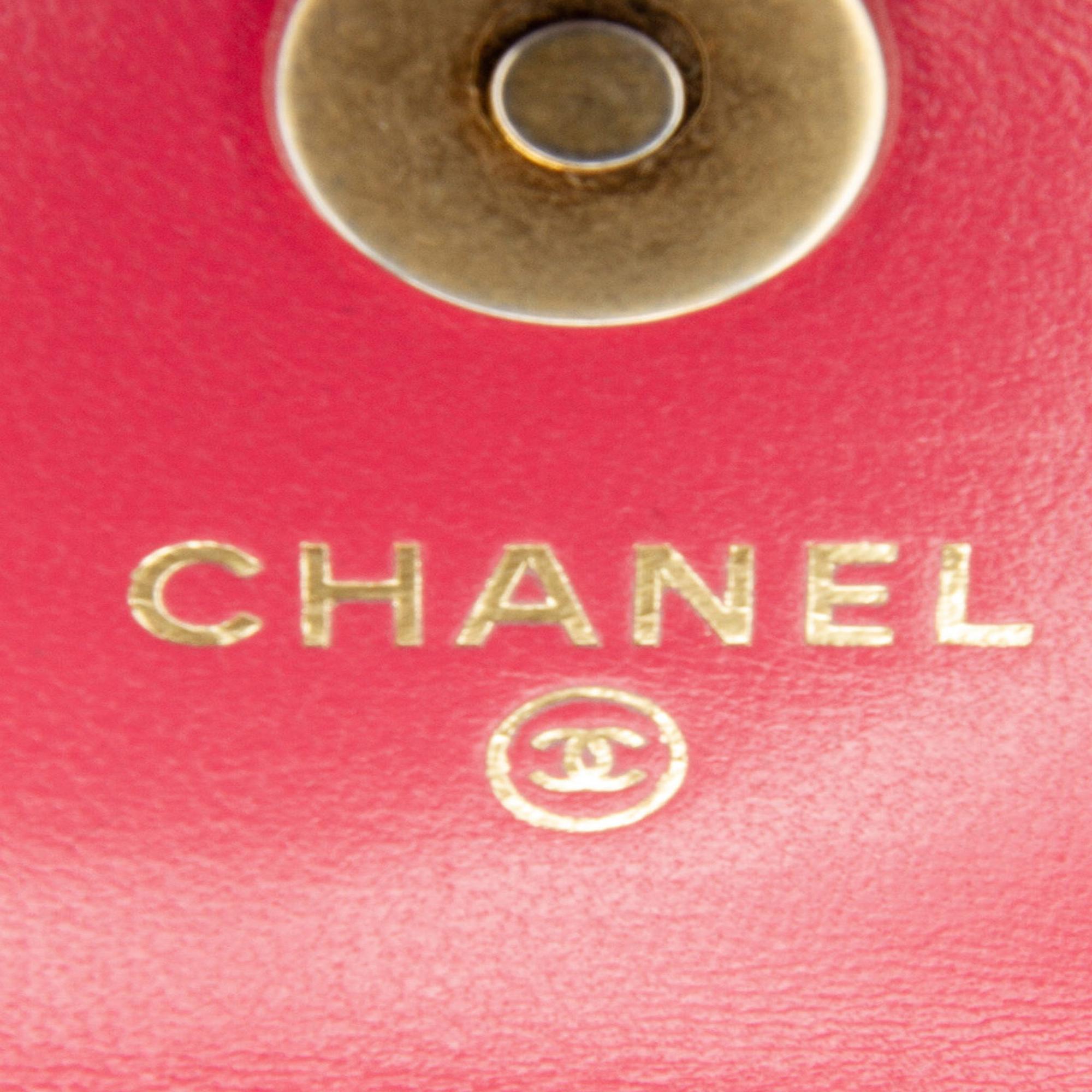 Chanel Pink Mini CC Matelasse Pearl Crush Lambskin Crossbody Bag