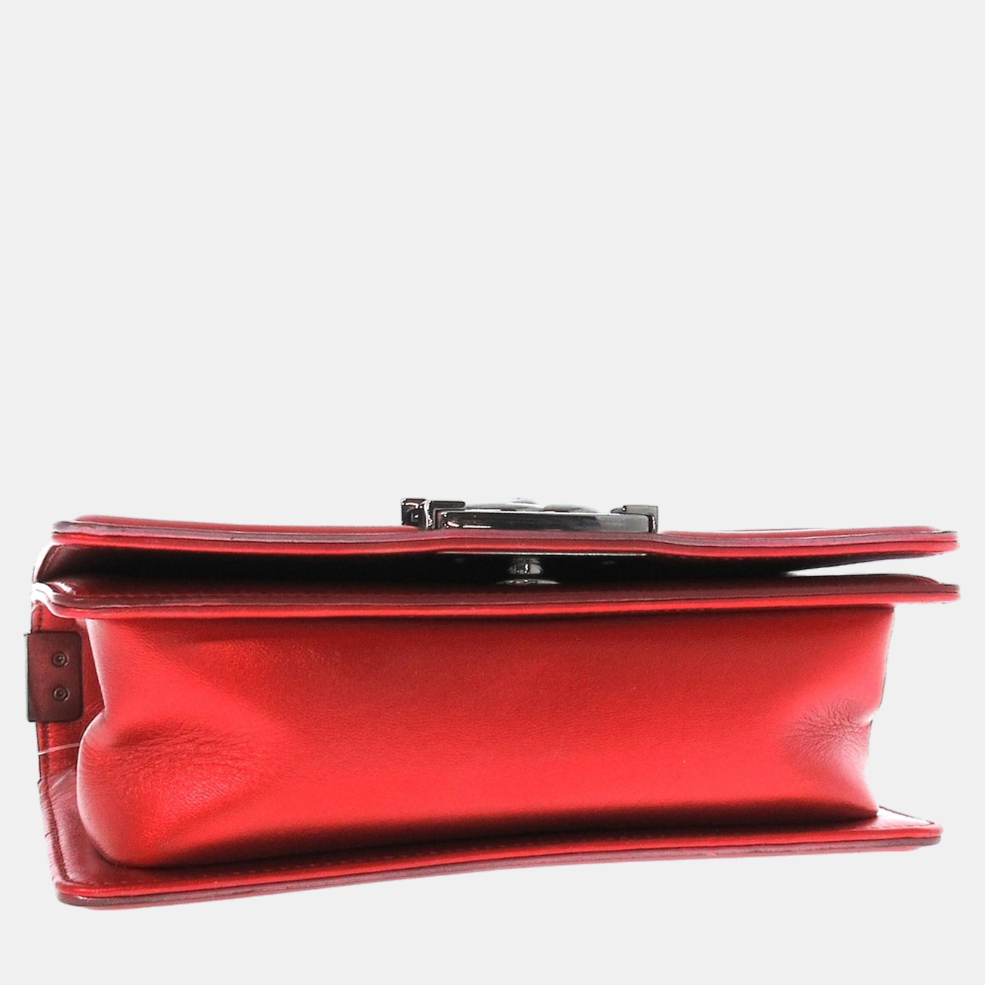 Chanel Red Small Patent Boy Flap Bag