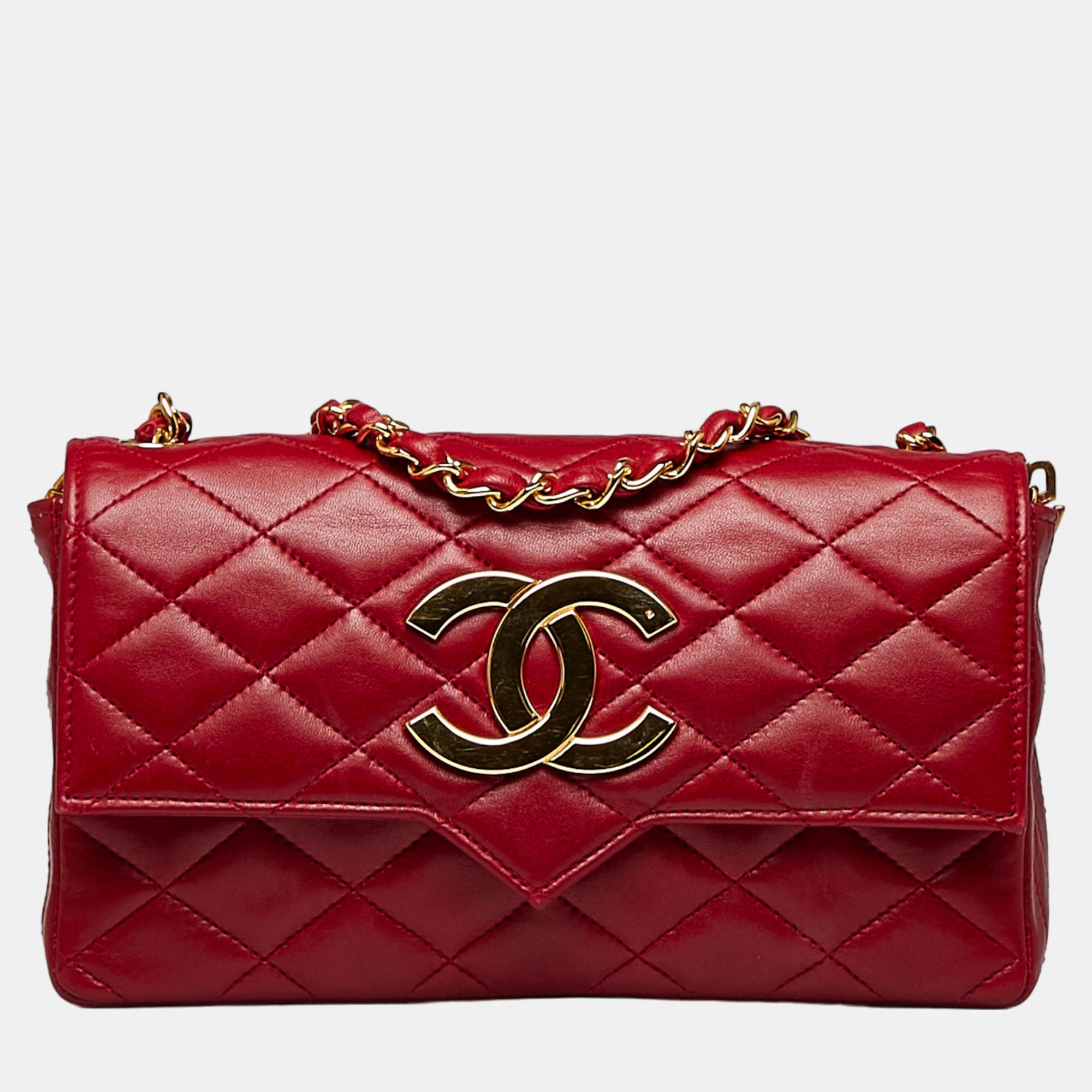 Chanel red cc crossbody bag