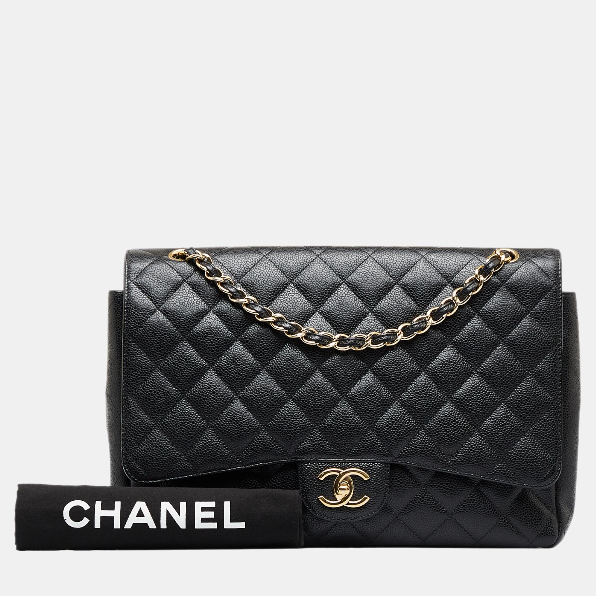 Chanel Black Maxi Classic Caviar Double Flap