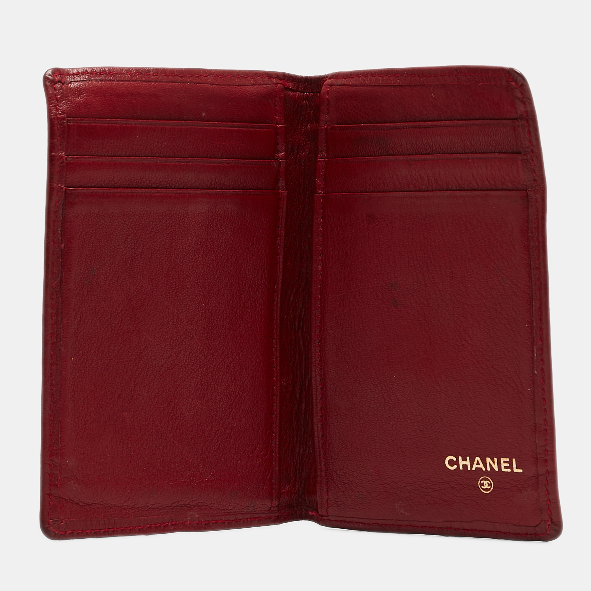 Chanel Red Quilted Leather Vintage Bifold Card Holder