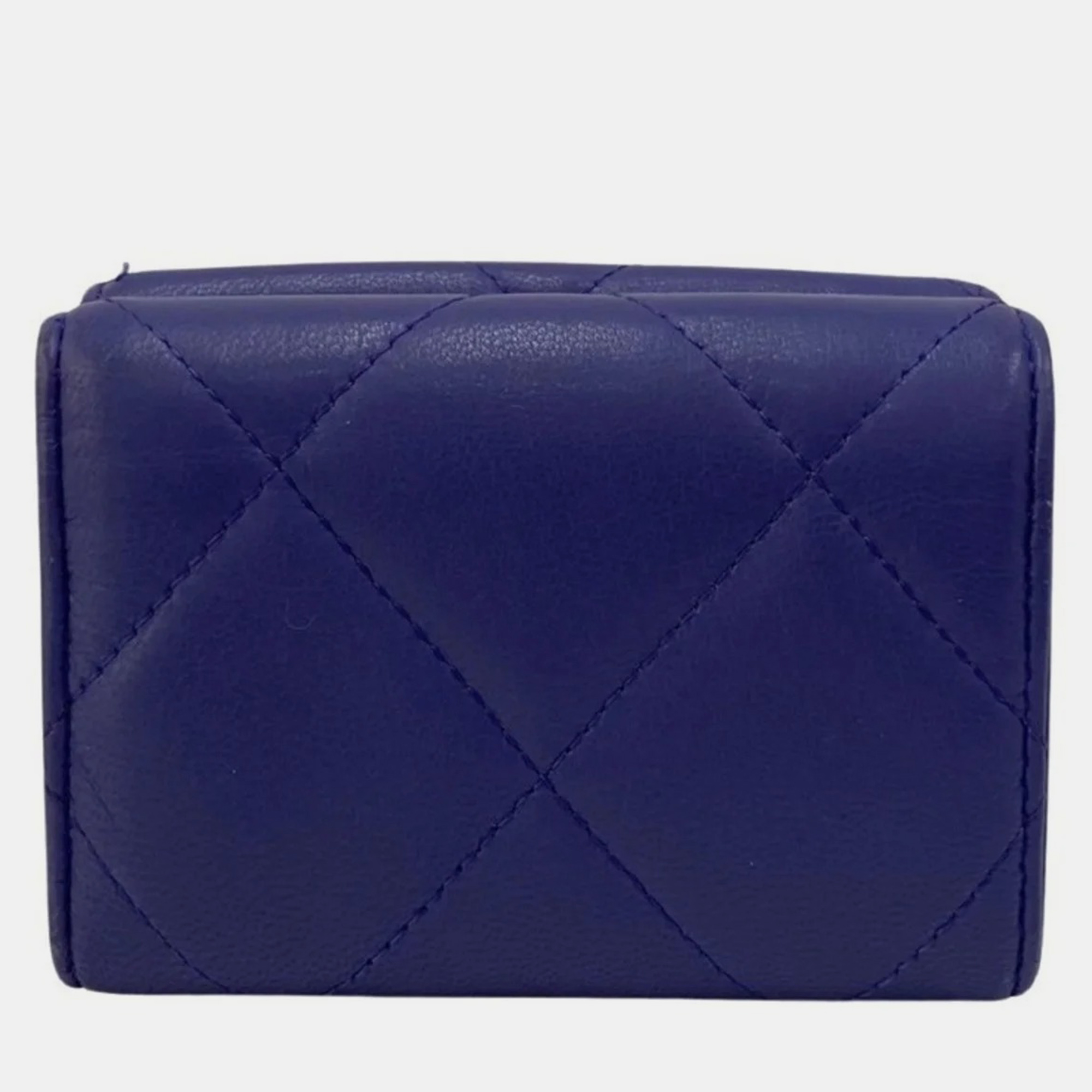 Chanel Purple Lambskin Leather 19 Trifold Wallet