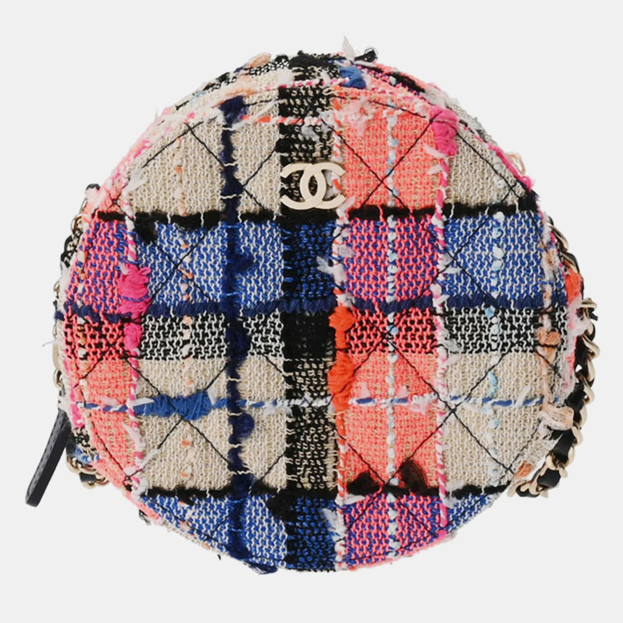 Chanel tweed round crossbody bag