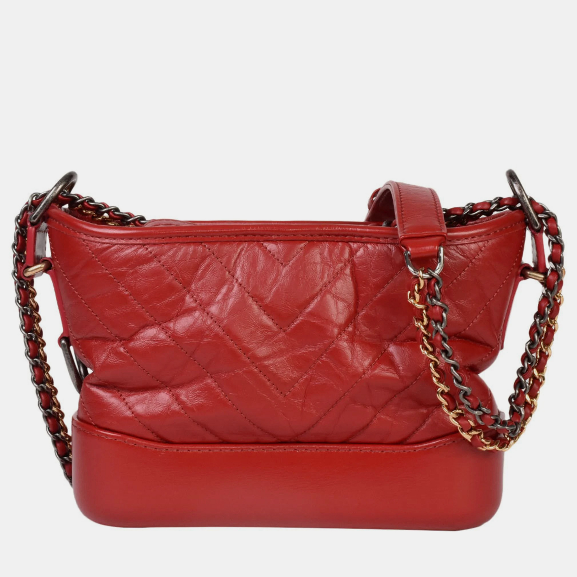 Chanel Red Calfskin Gold/Chain Gabriel de Chanel Hobo Bag