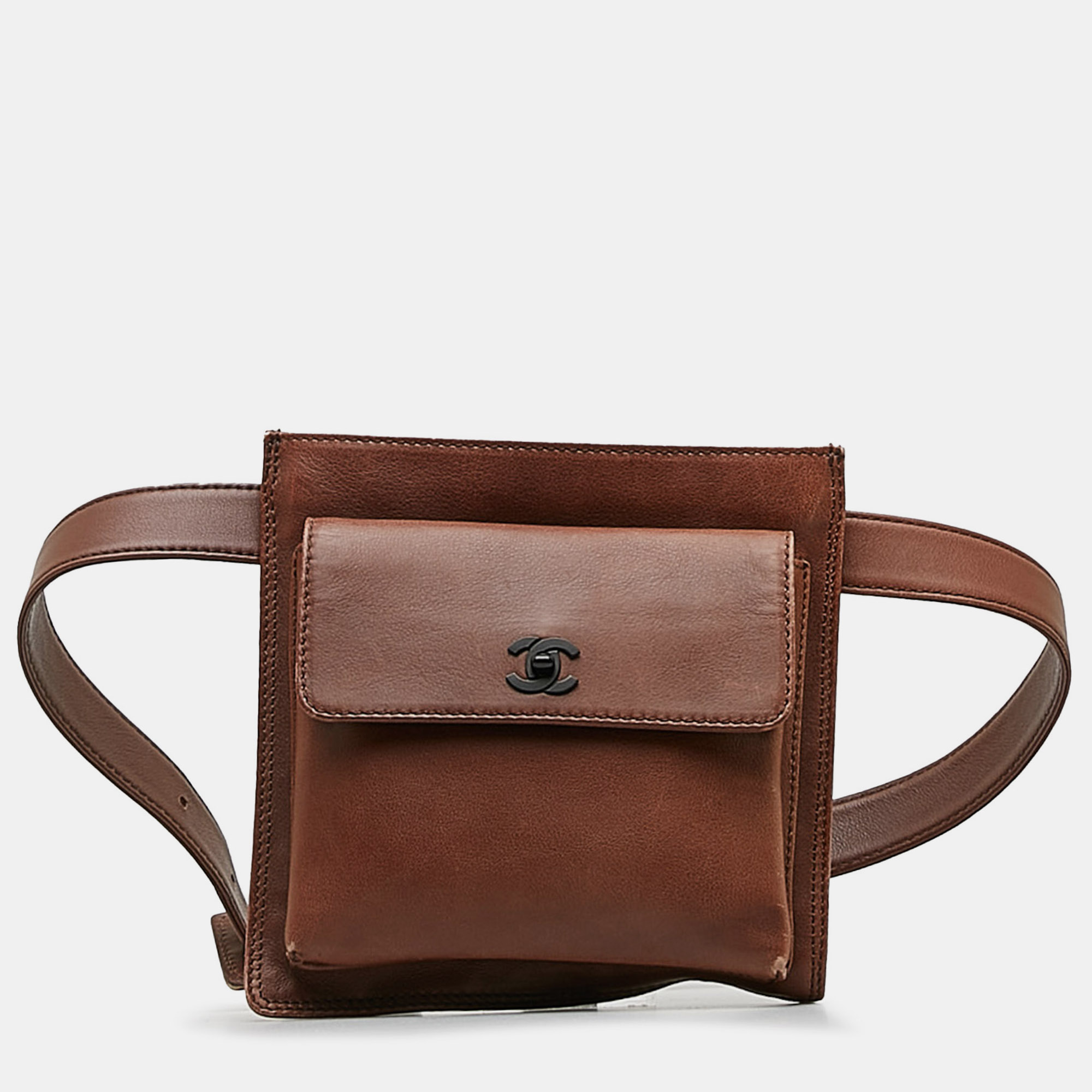 Chanel brown leather cc belt bag