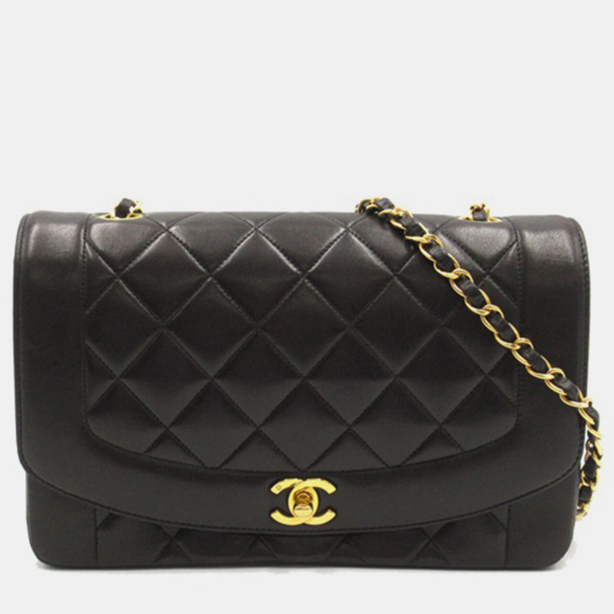 Chanel black leather diana flap crossbody bag