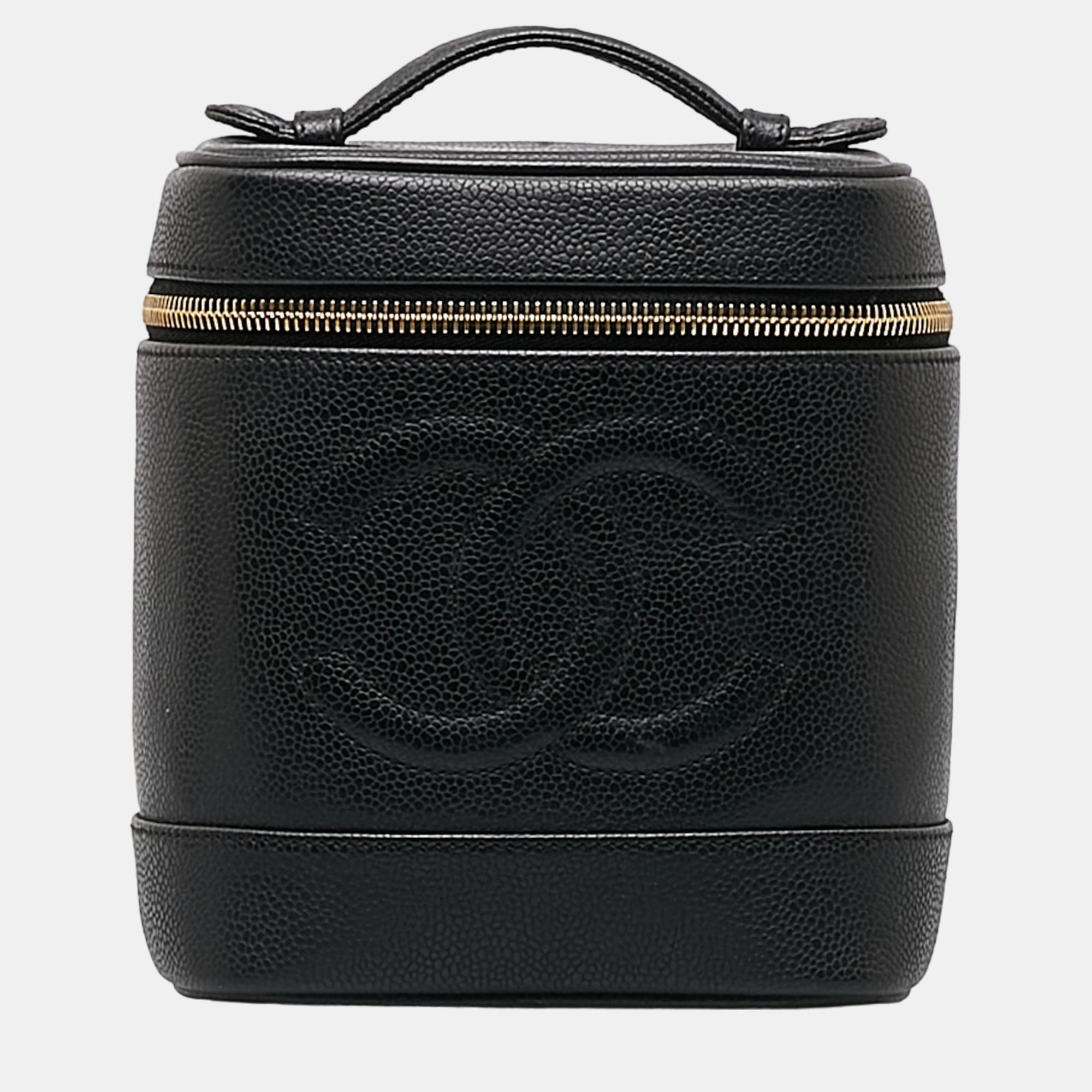 Chanel black cc caviar vanity bag