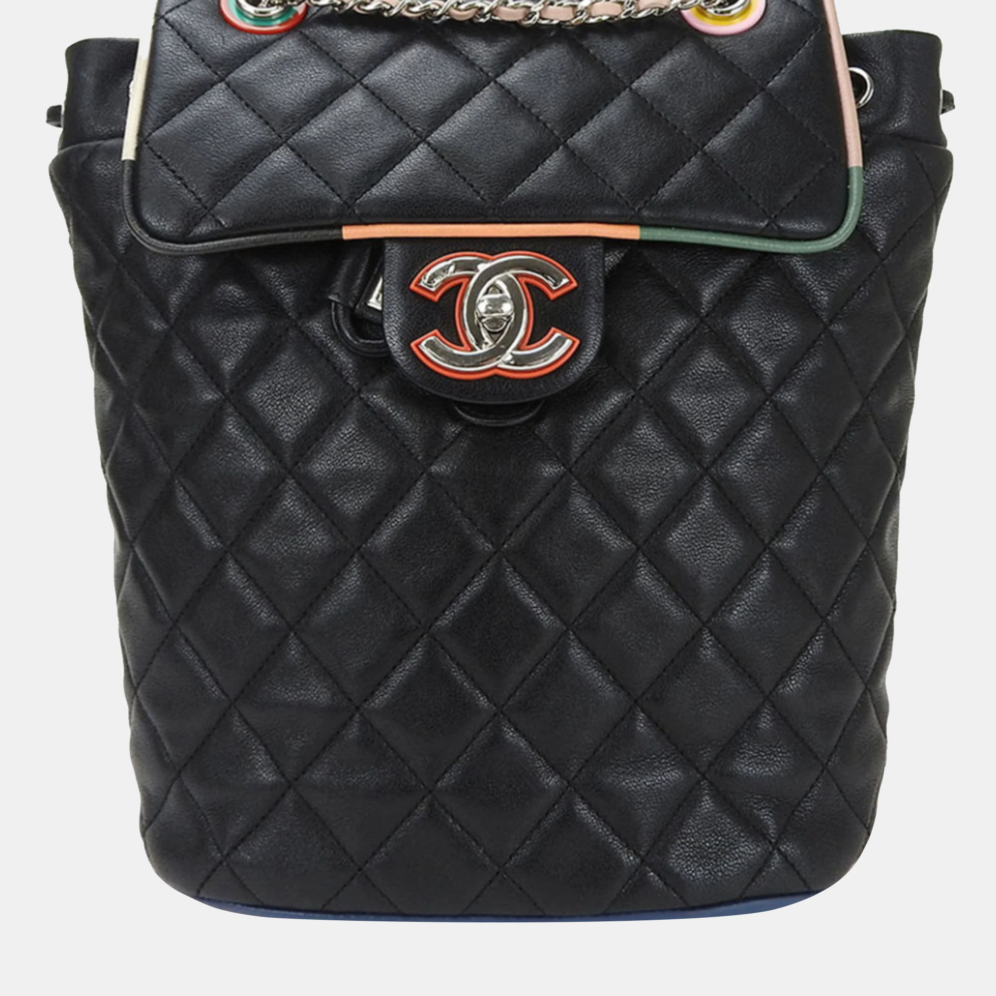 Chanel black lambskin quilted cuba urban spirit backpack