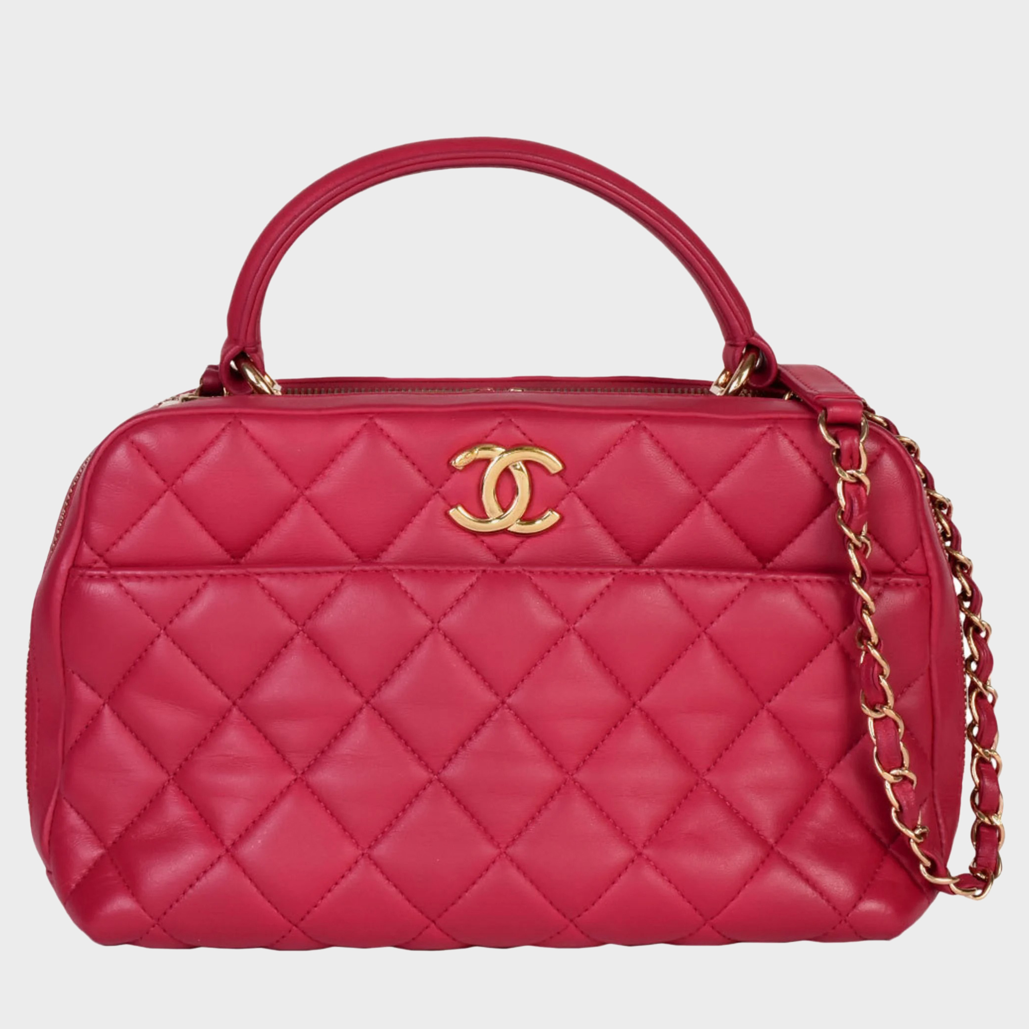Chanel pink quilted lambskin medium trendy cc bowling bag