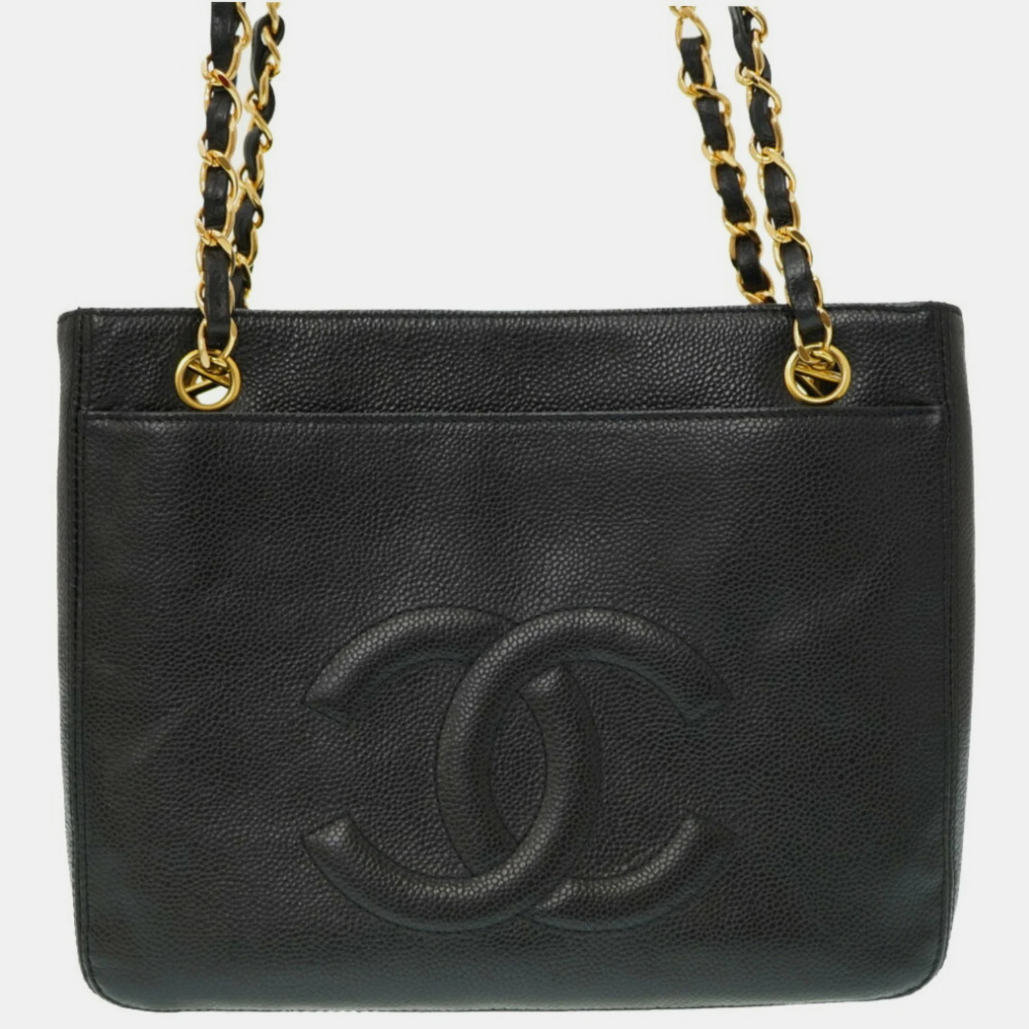 Chanel Black Caviar Leather Classic Front Pocket Shoulder Bag