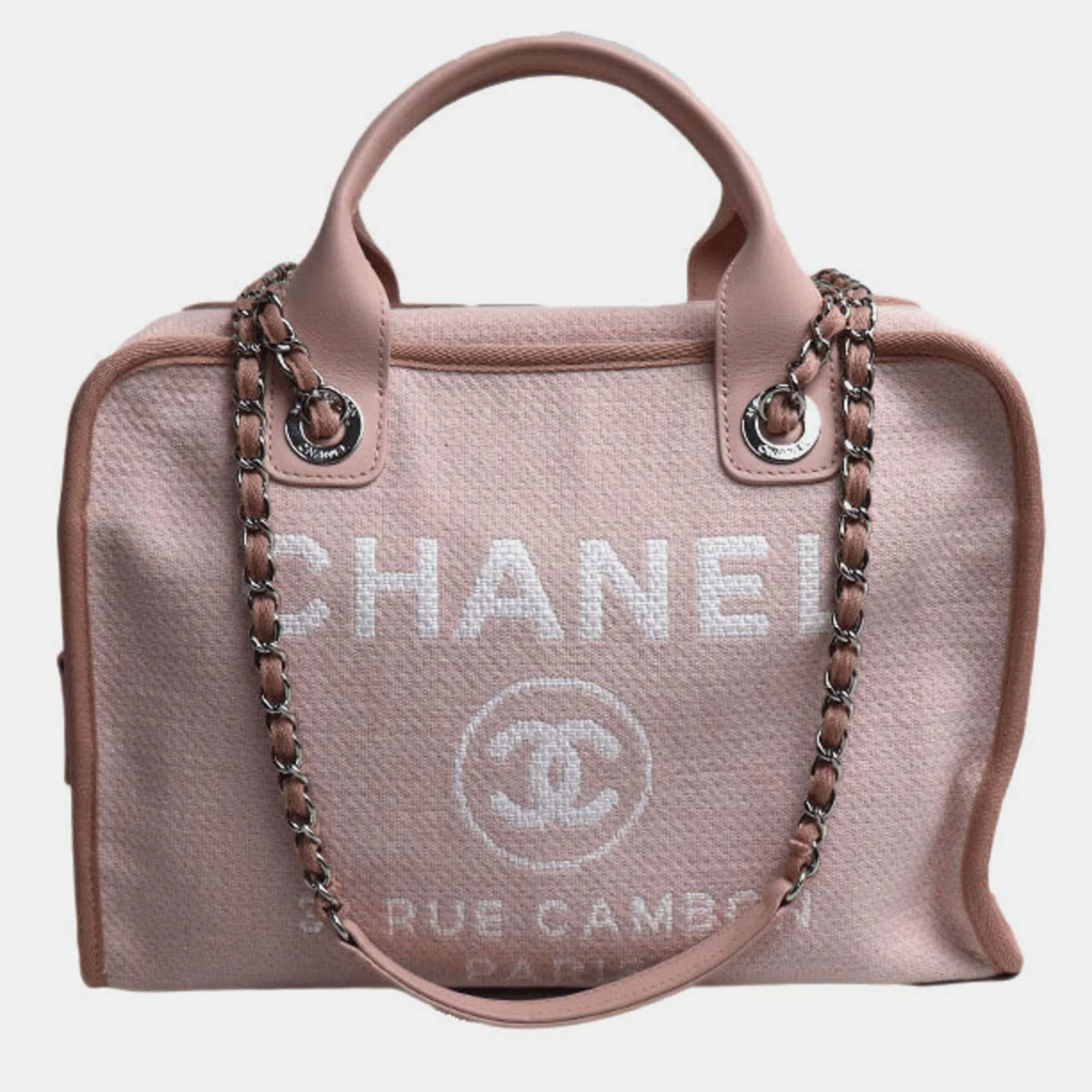 Chanel pink denim small deauville shoulder bags