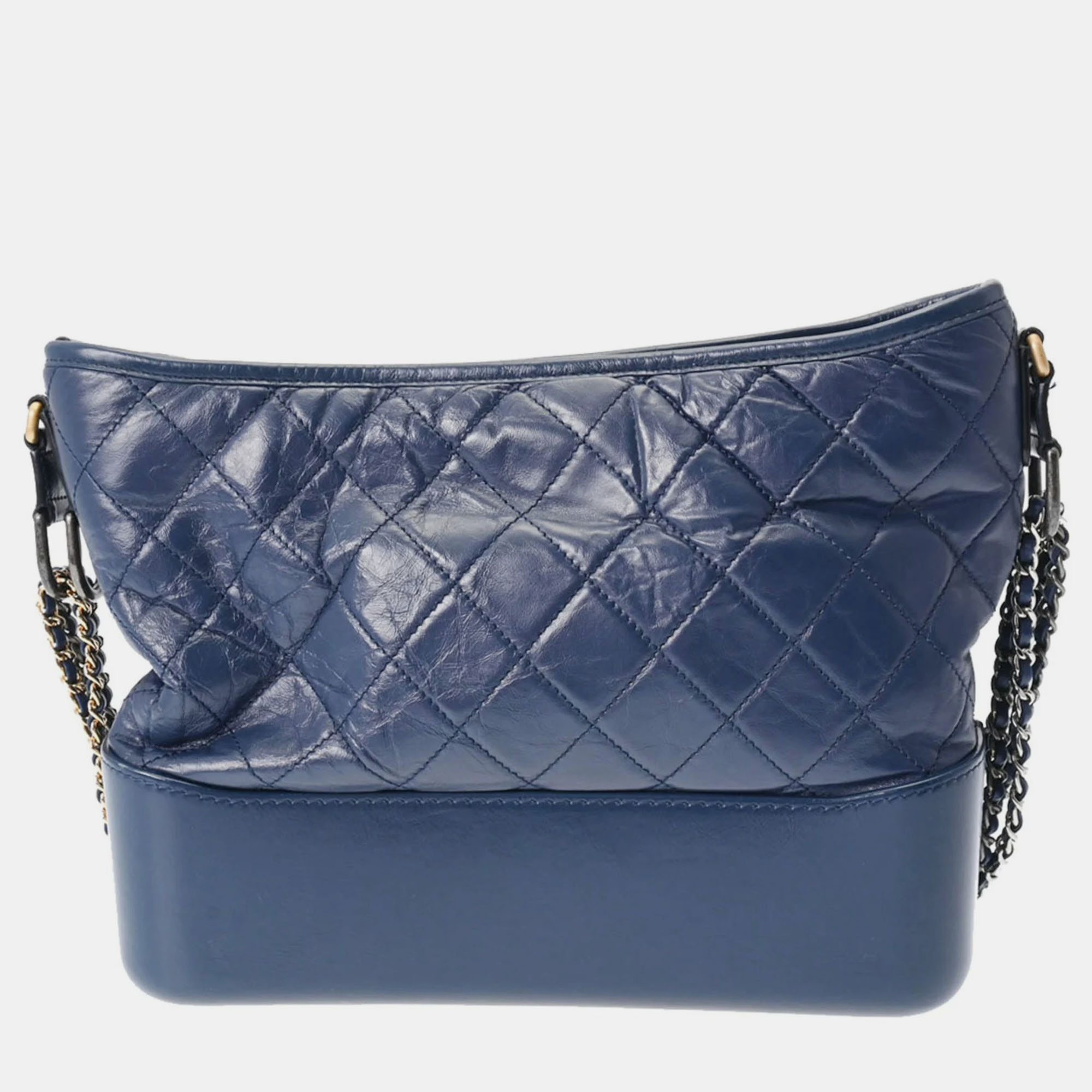 Chanel blue leather large gabrielle hobo bag