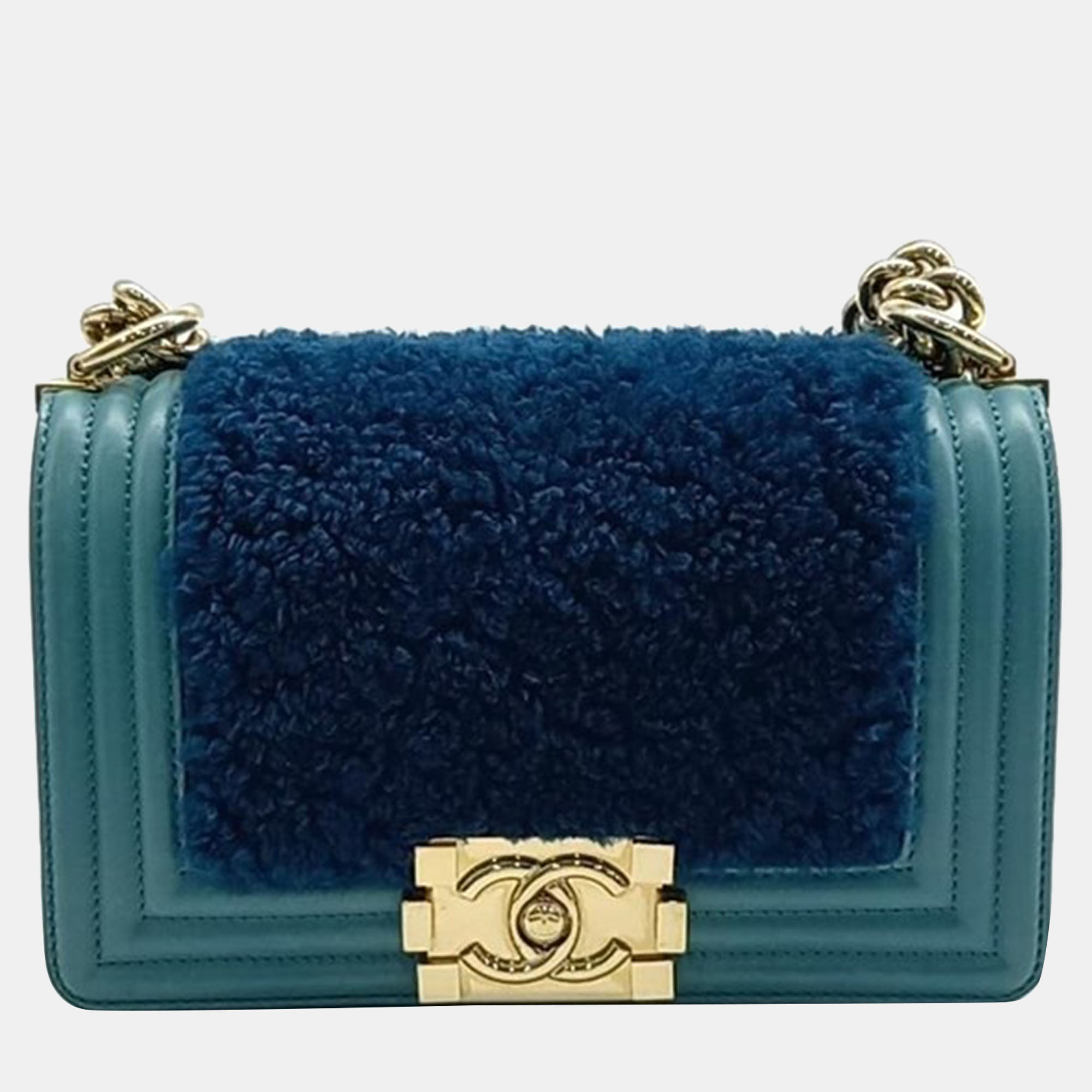 Chanel turquoise tone boy bag mini shoulder bag