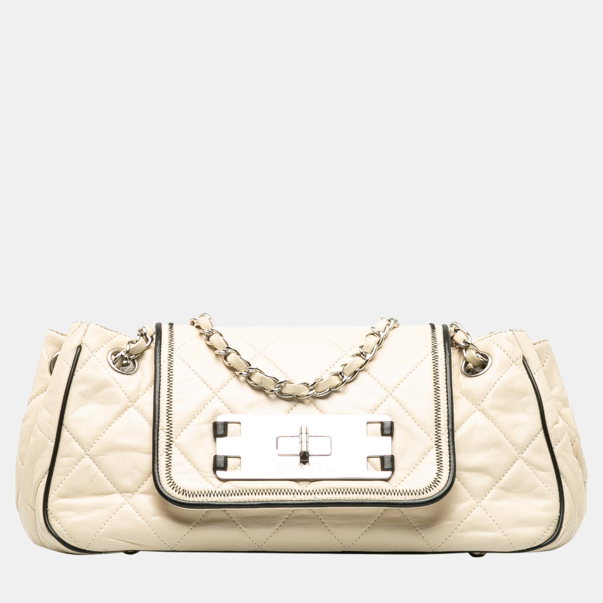 Chanel white accordion east/west