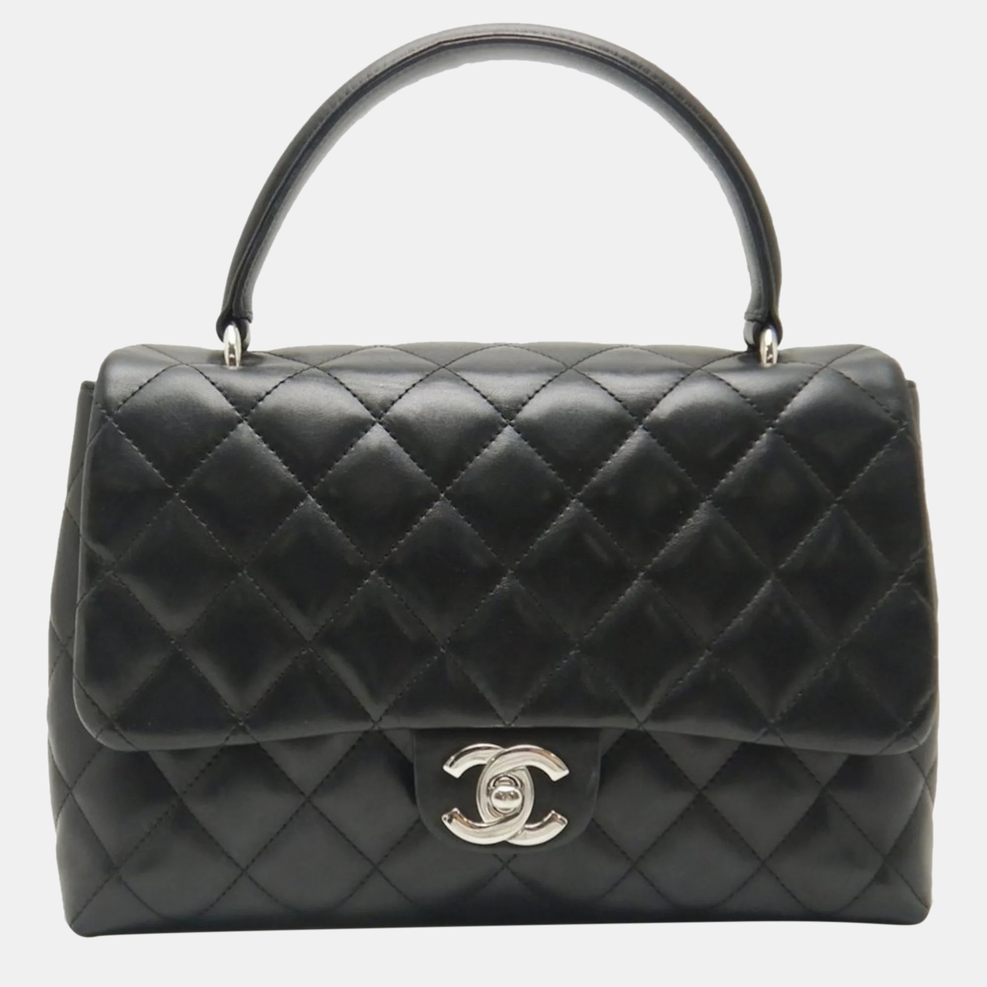 Chanel black quilted caviar small kelly flap bag