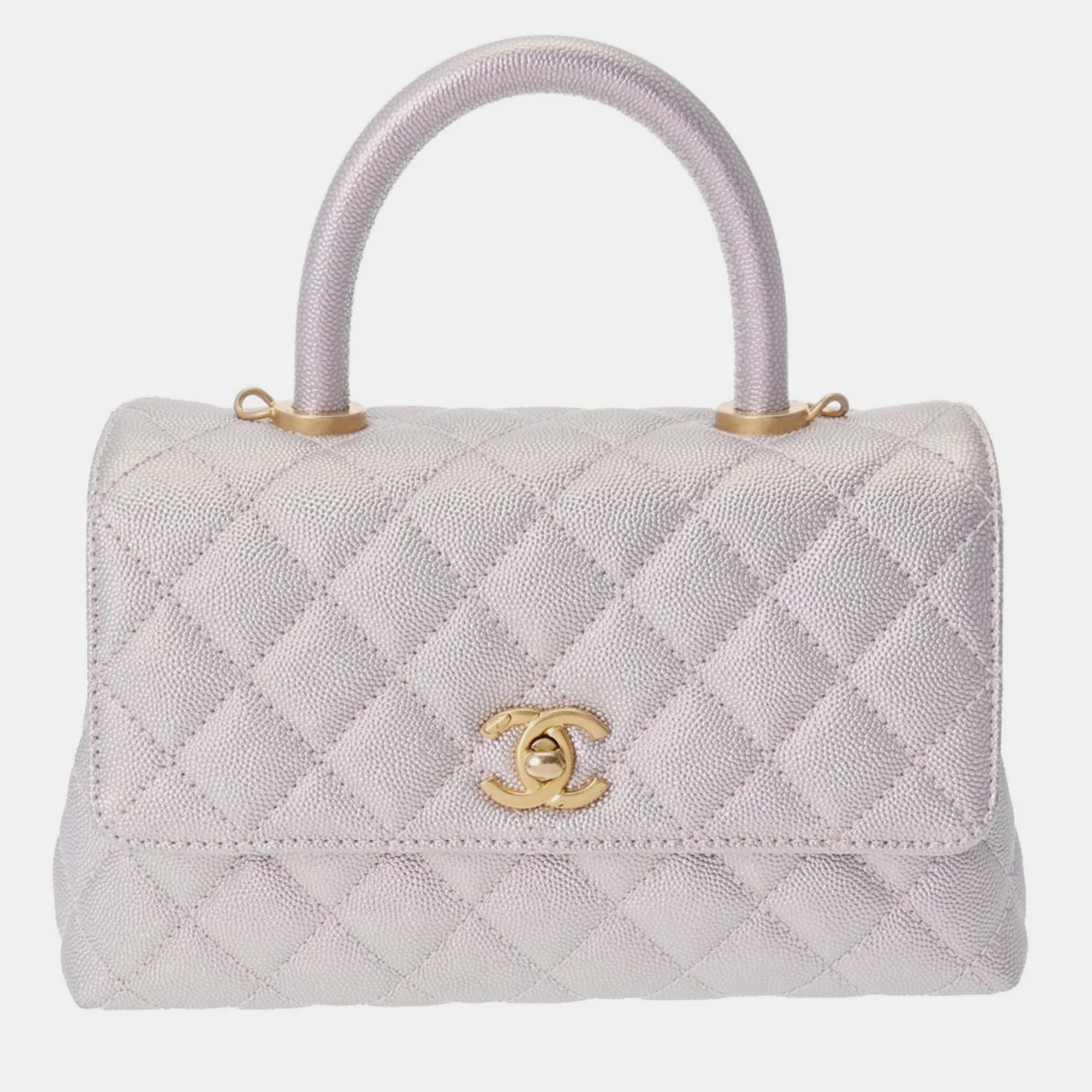 Chanel purple leather small coco handle top handle bags
