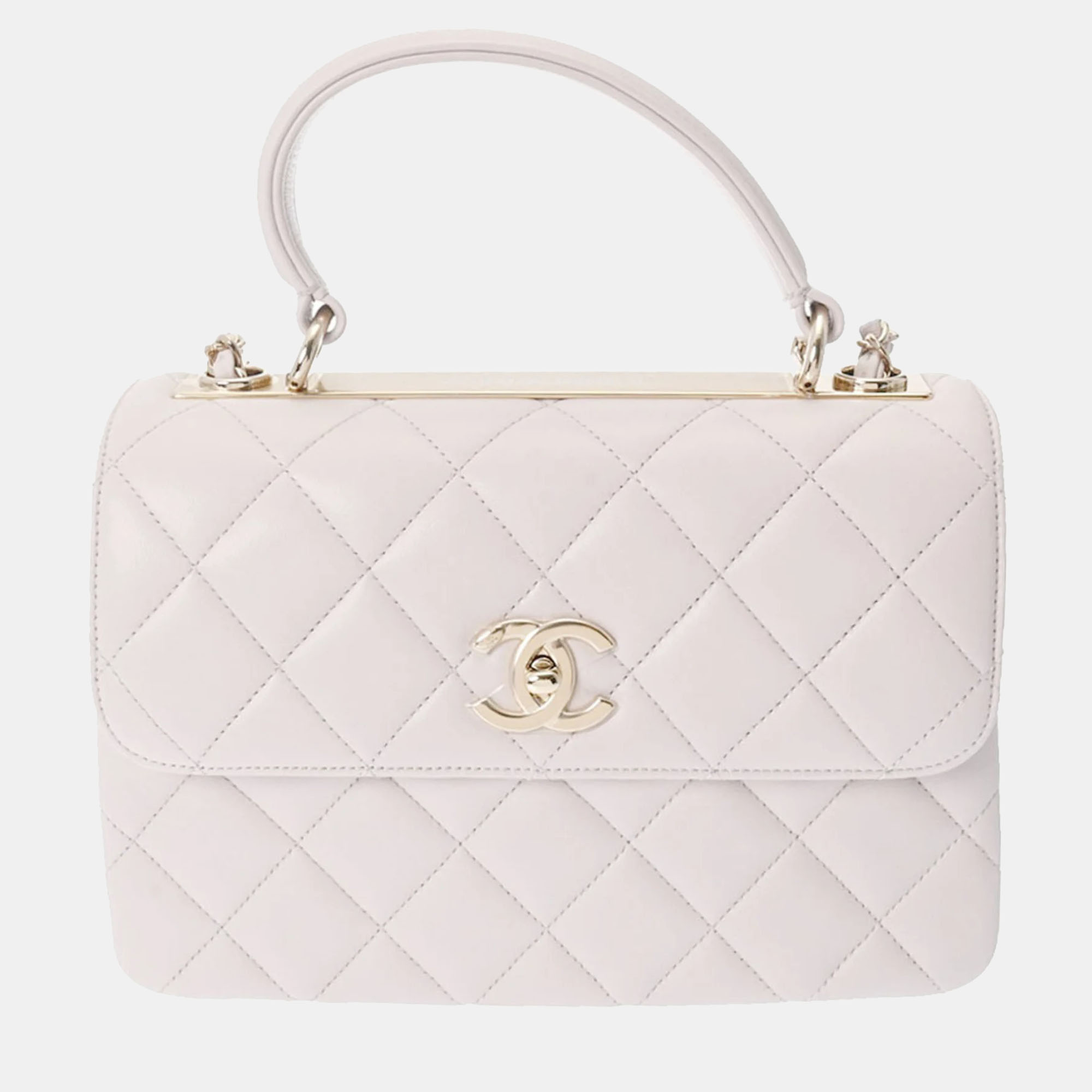 

Chanel White Lambskin  CC Trendy Limited Edition Top Handle Bag