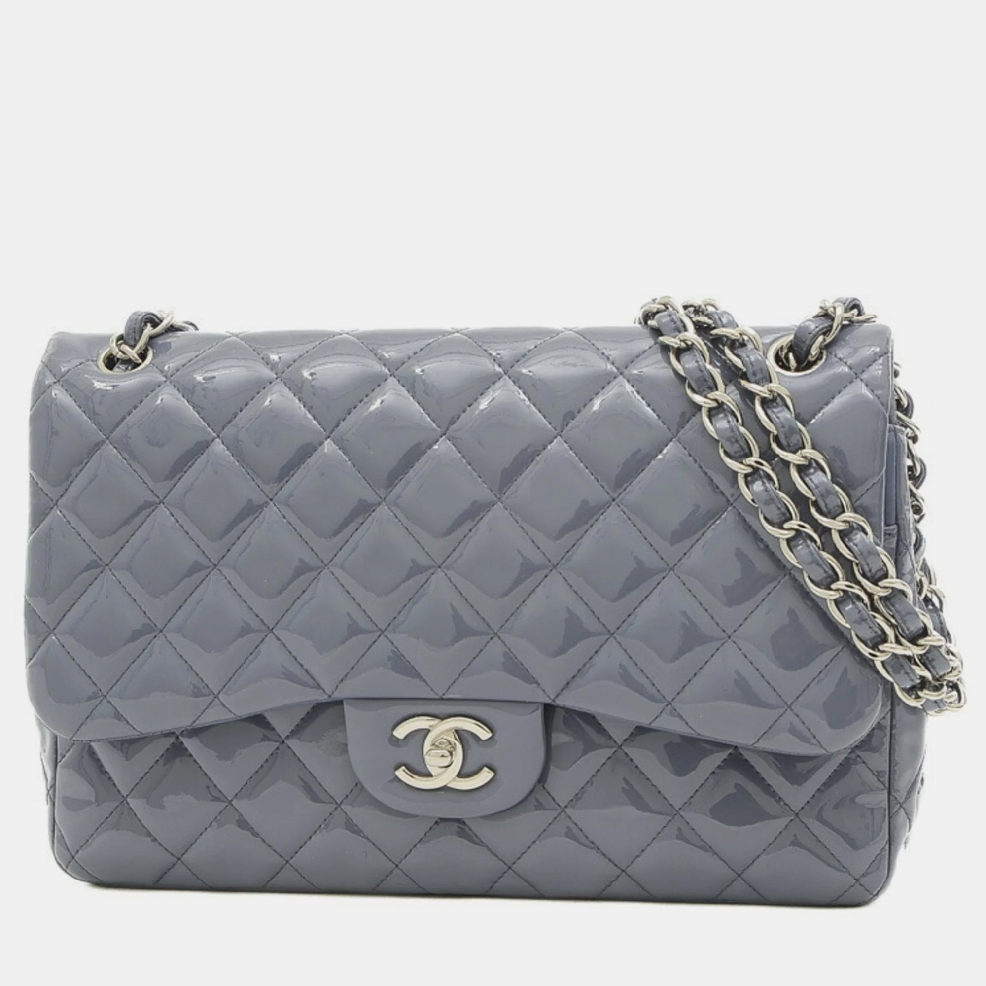 Chanel  patent leather jumbo classic double flap shoulder bags