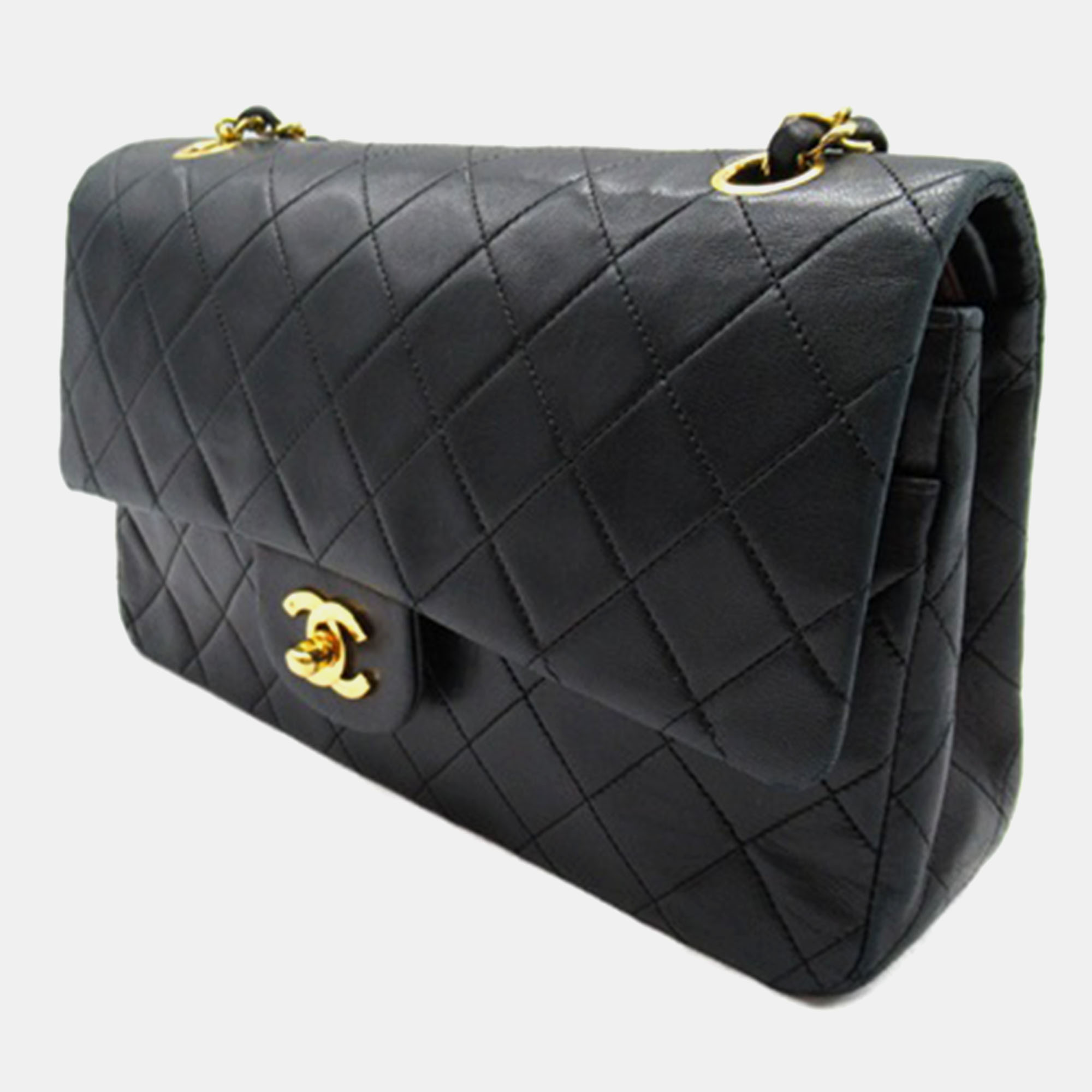 Chanel Black Leather  Classic Double Flap Bag Shoulder Bag 
Chanel Black Leather  Classic Double Flap Bag Shoulder Bag