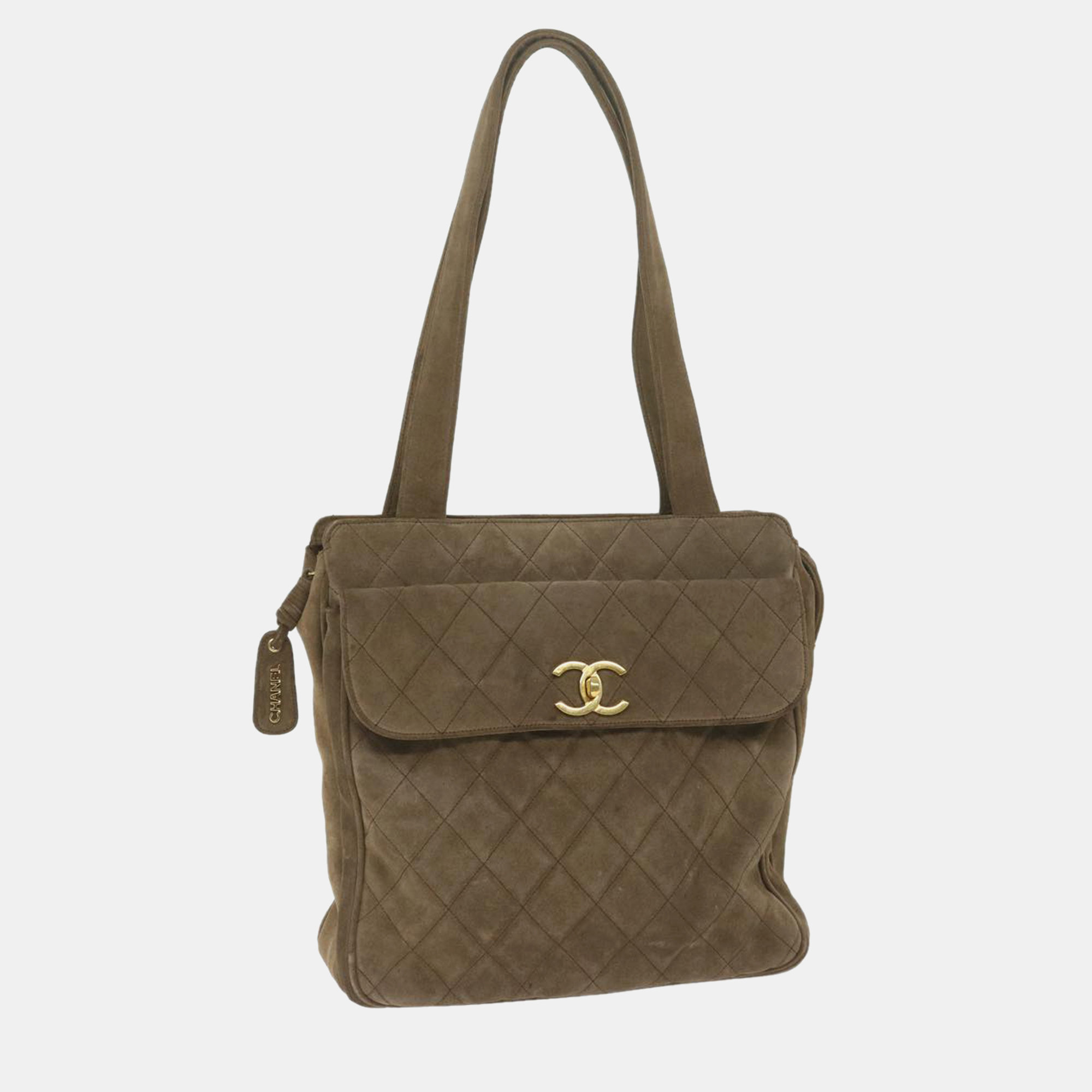 Chanel brown suede pocket cc shoulder bag