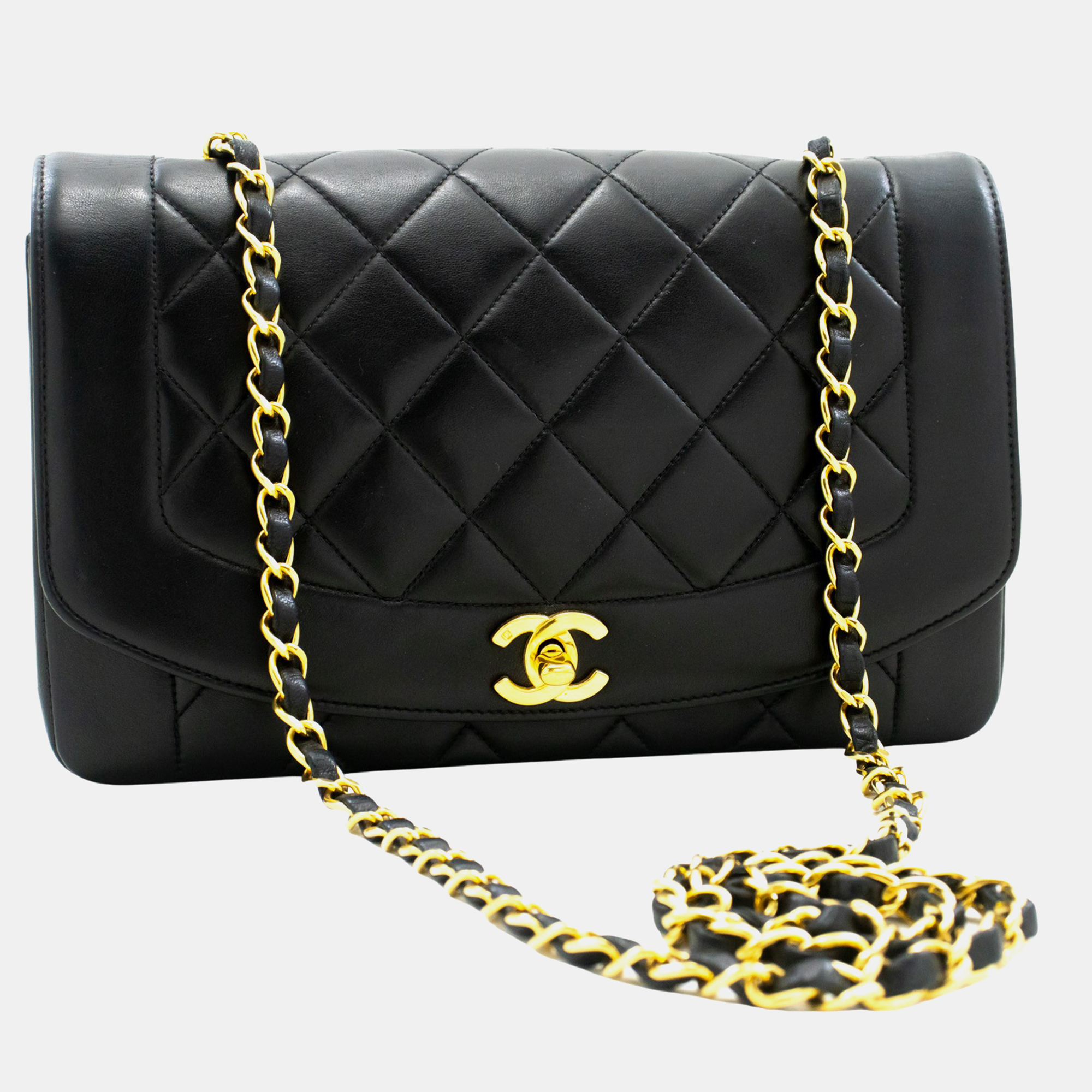 Chanel black leather vintage double flap bag