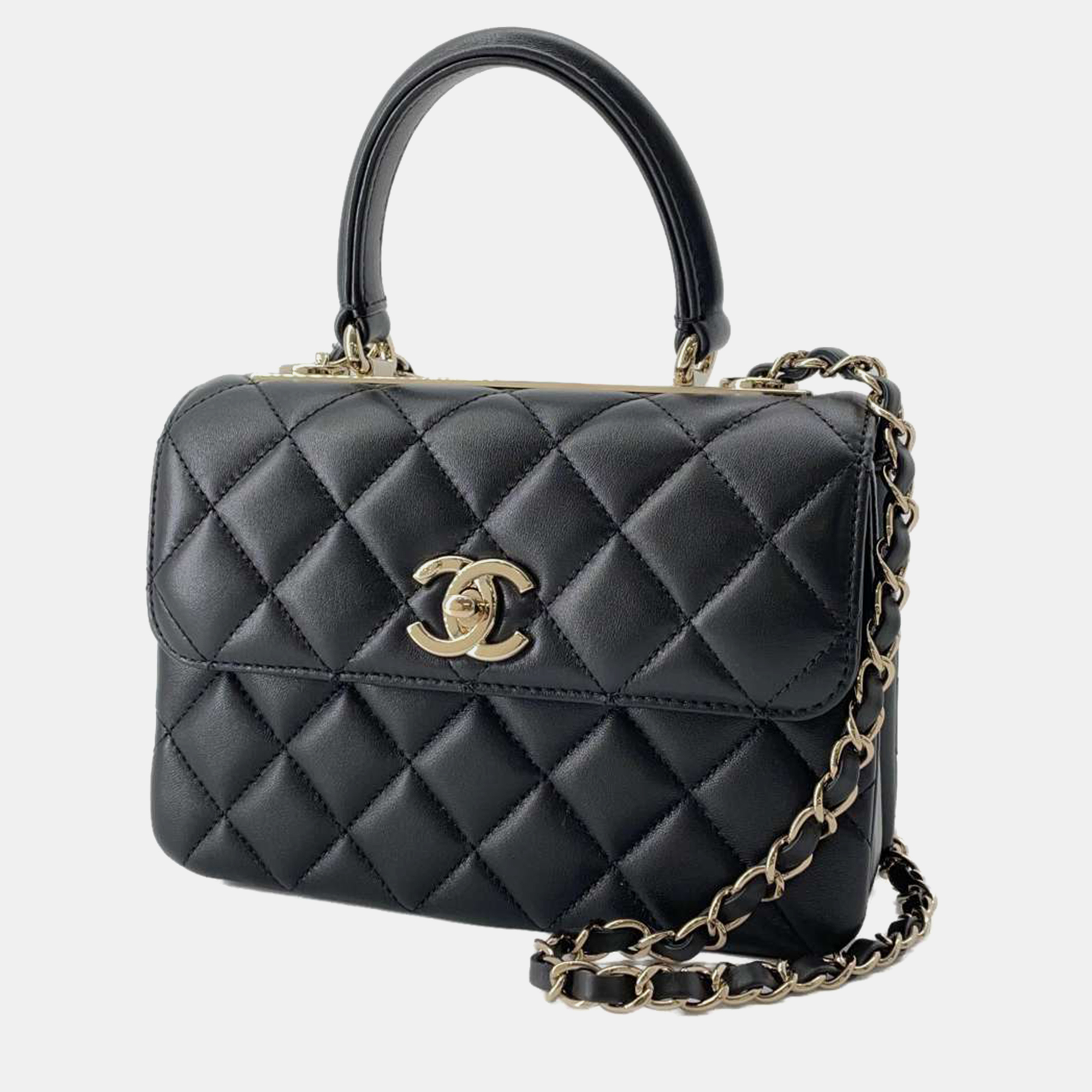 Chanel black lambskin classic small trendy cc flap bag