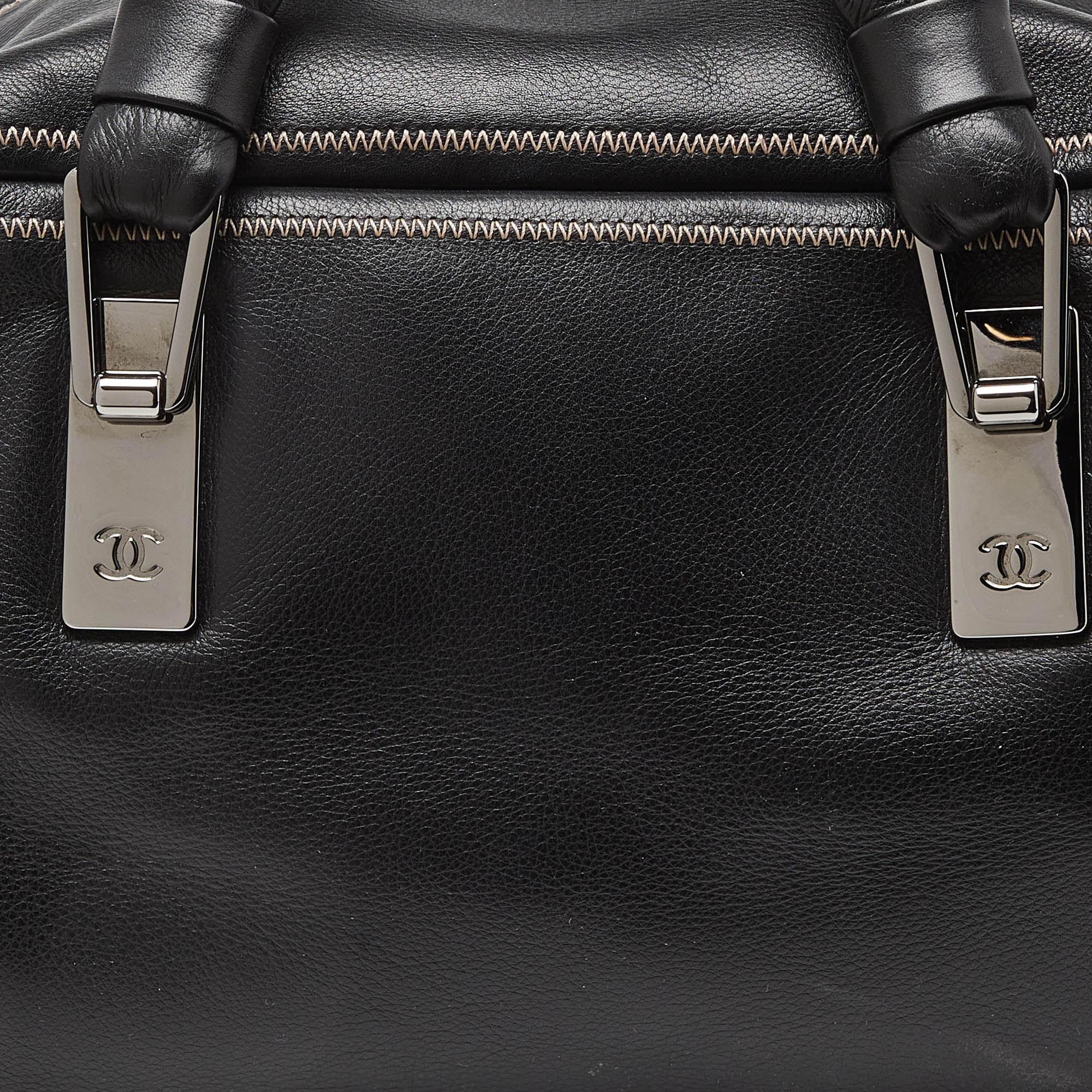 Chanel Black Leather CC Bowler Bag