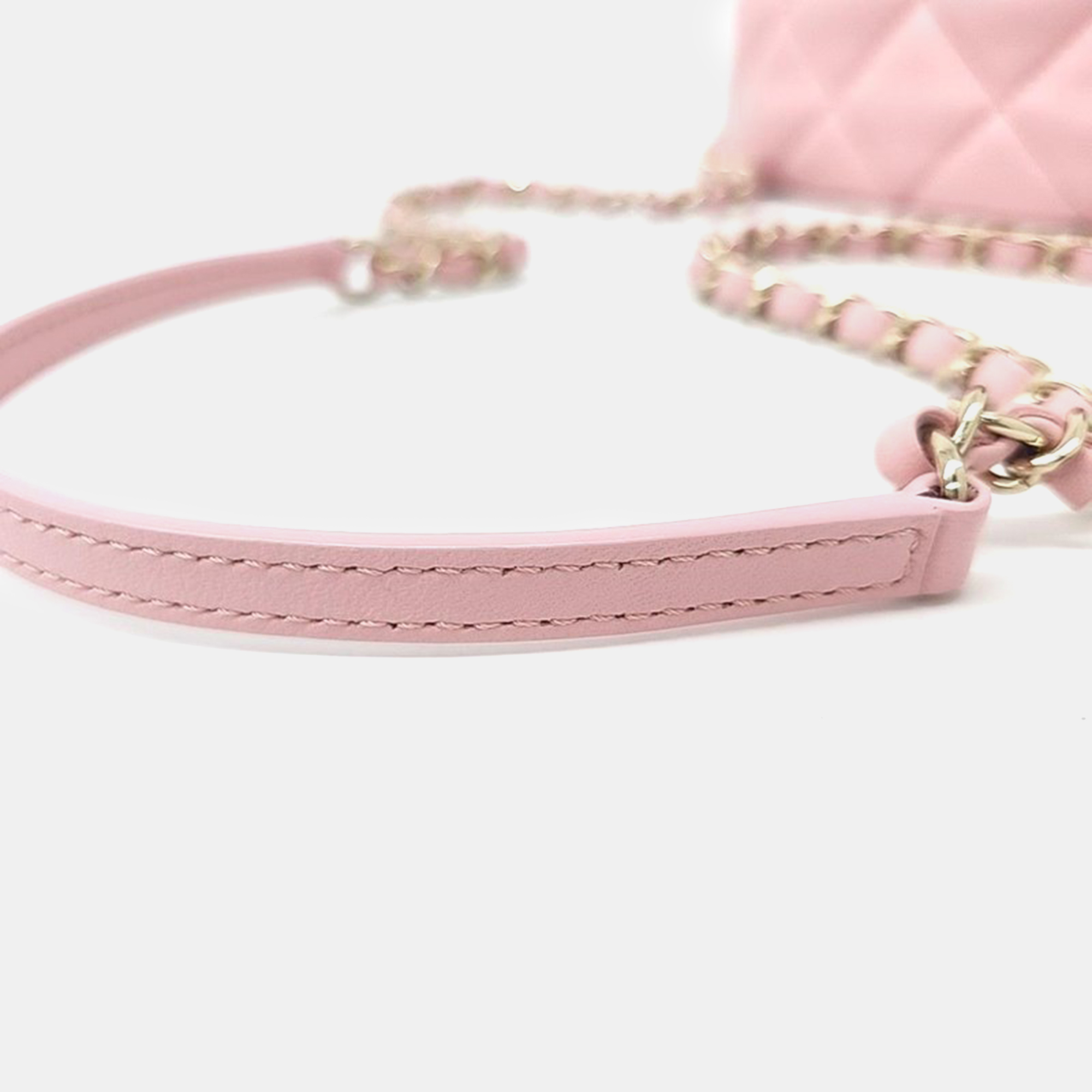 Chanel Pink Lambskin Leather Bucket Bag