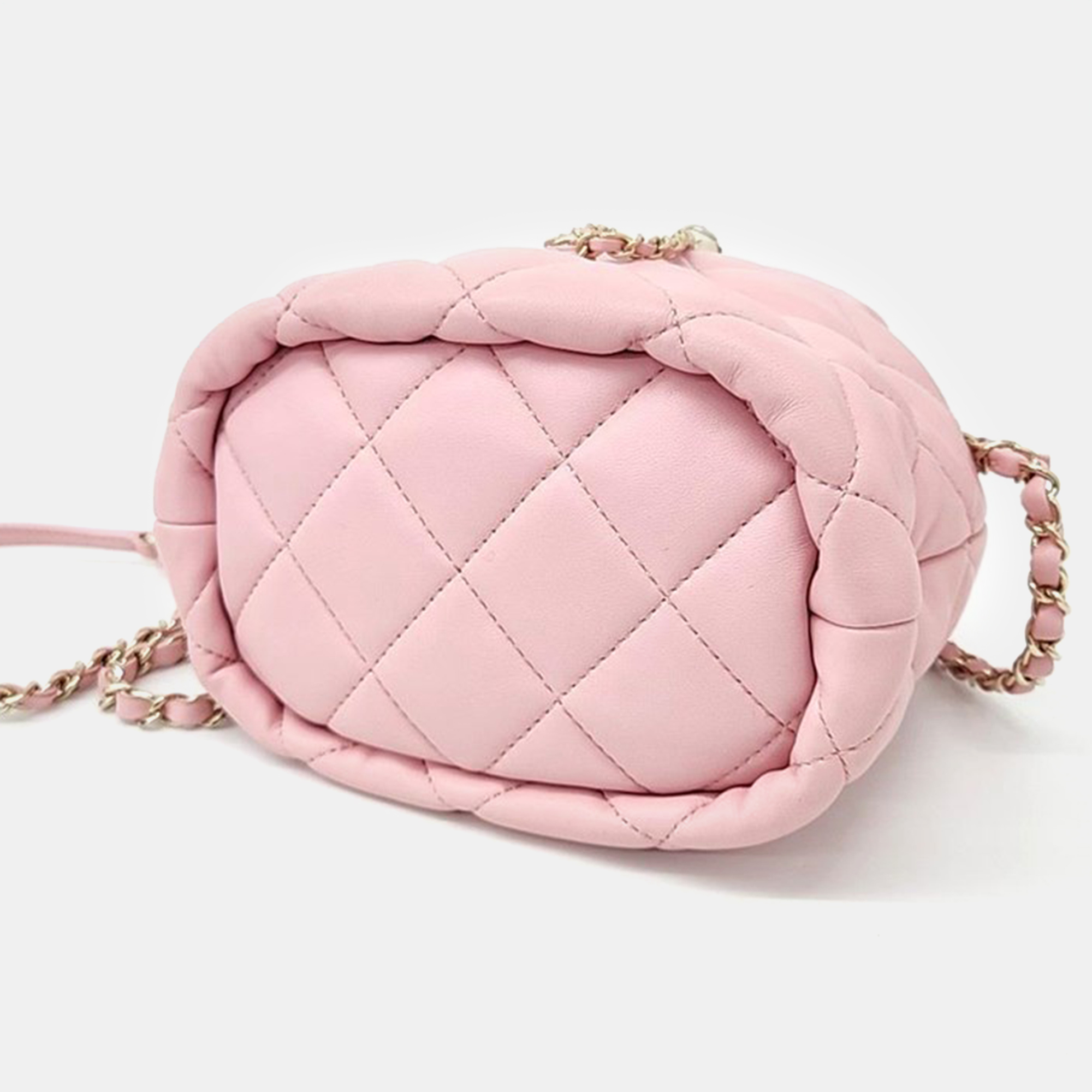 Chanel Pink Lambskin Leather Bucket Bag