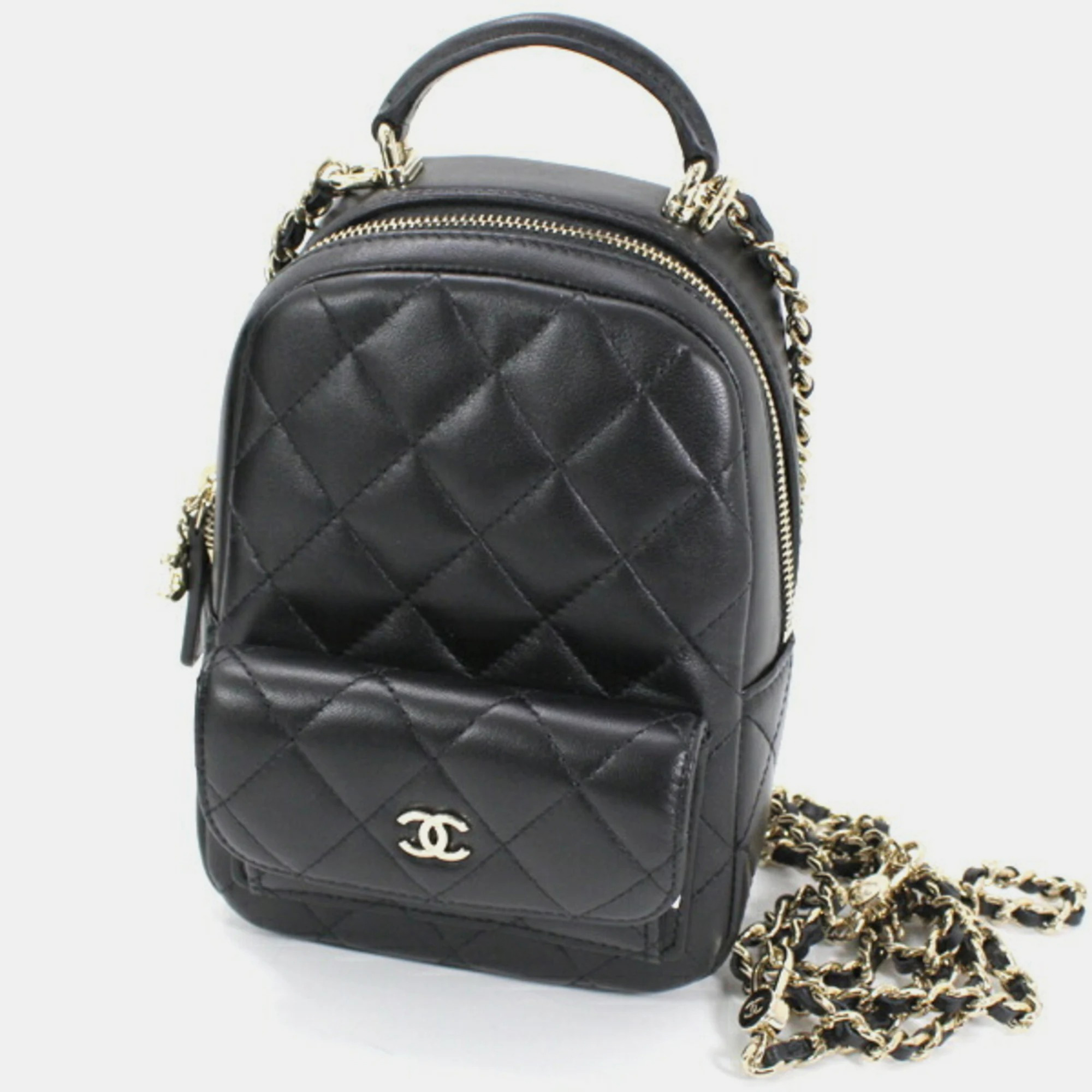Chanel black quilted caviar mini backpack
